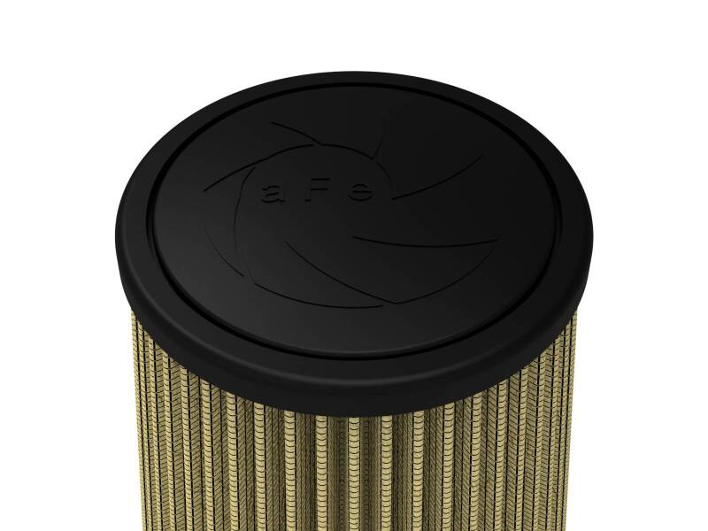 Universal aFe Magnum FLOW air filter with a black top and pleated design, measuring 5 inches in diameter and 8 inches high.