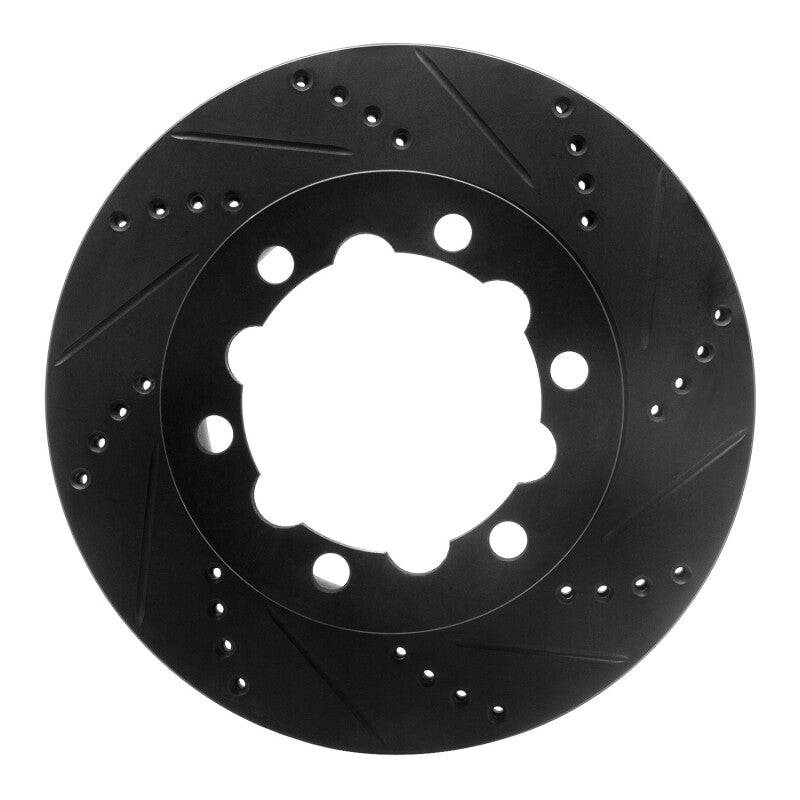 R1 06-25 American Coach Patriot Rear Right Drilled & Slotted Black Brake Rotor