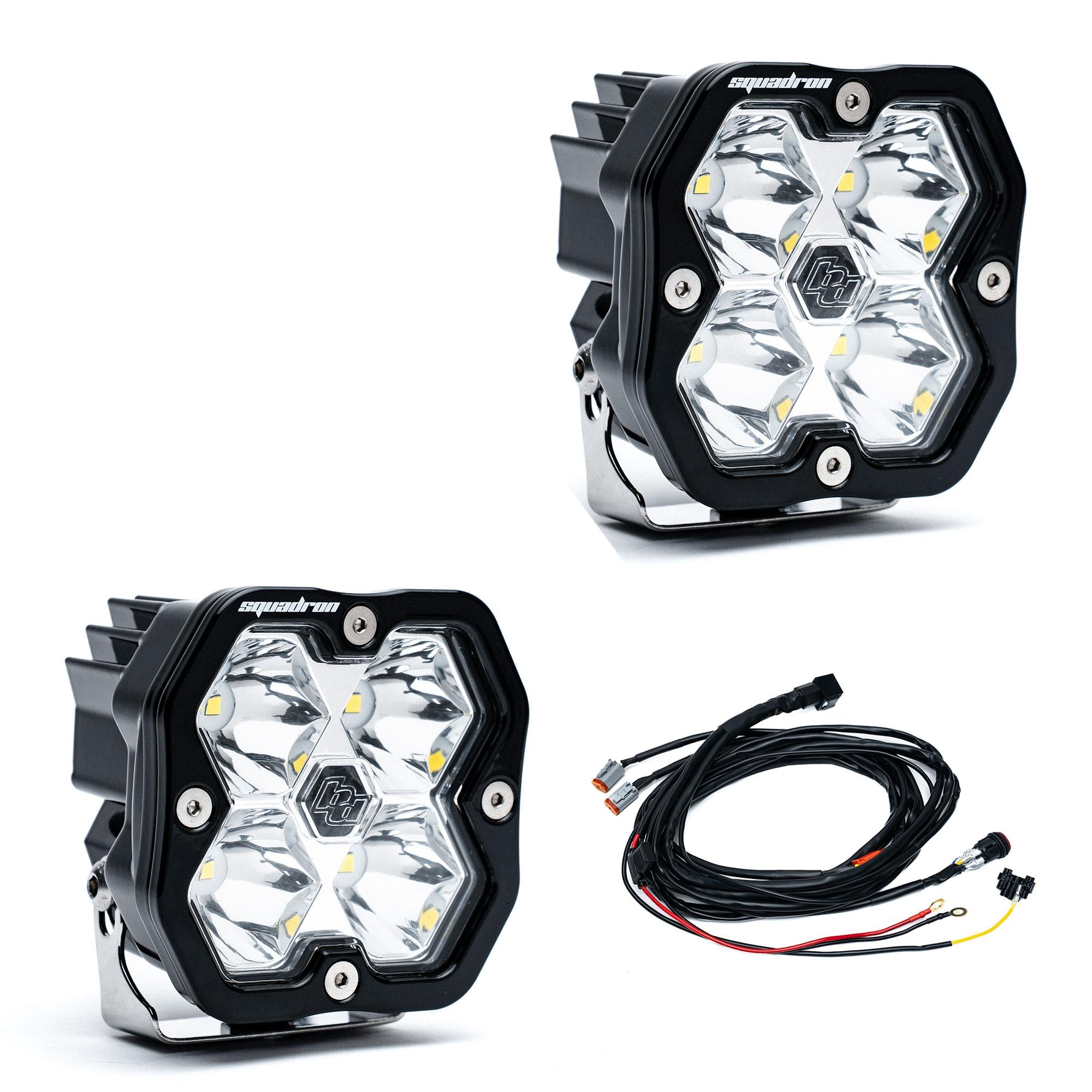 Squadron 2.0 Sport Black LED Auxiliary Light Pod Pair Universal Clear Baja Designs