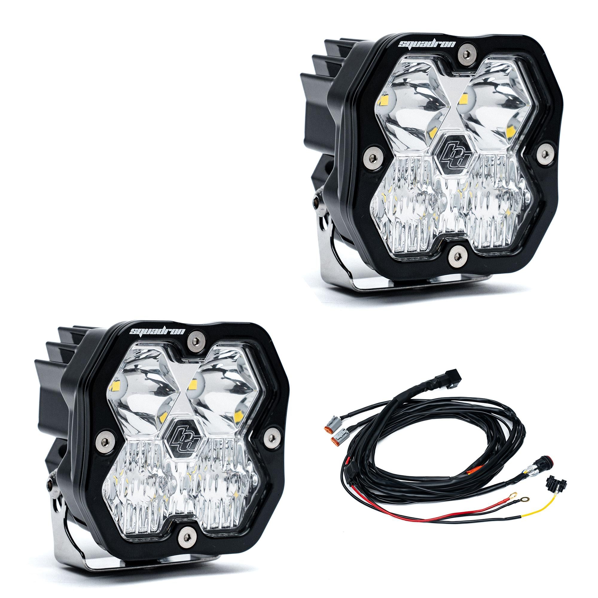 Squadron 2.0 Sport Black LED Auxiliary Light Pod Pair Universal Clear Baja Designs