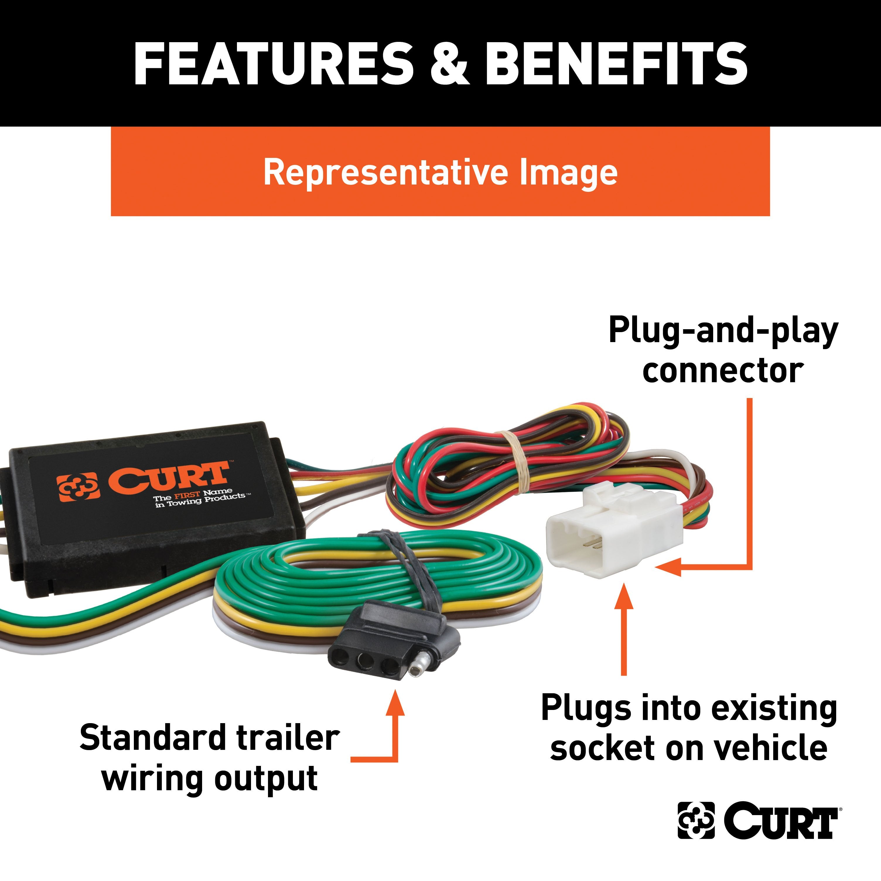 CURT Vehicle-Side Custom 4-Pin Trailer Wiring Harness, Fits Select Toyota Tundra Model 55367