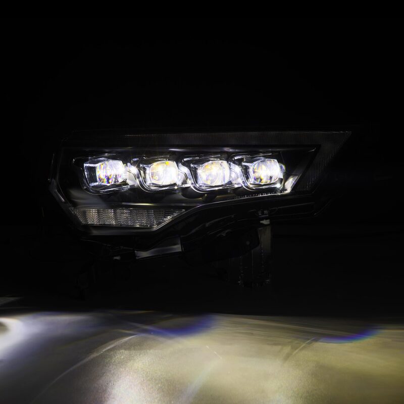 AlphaRex NOVA LED projector headlights for 2014-2022 Toyota 4Runner featuring sequential signals and active lighting.