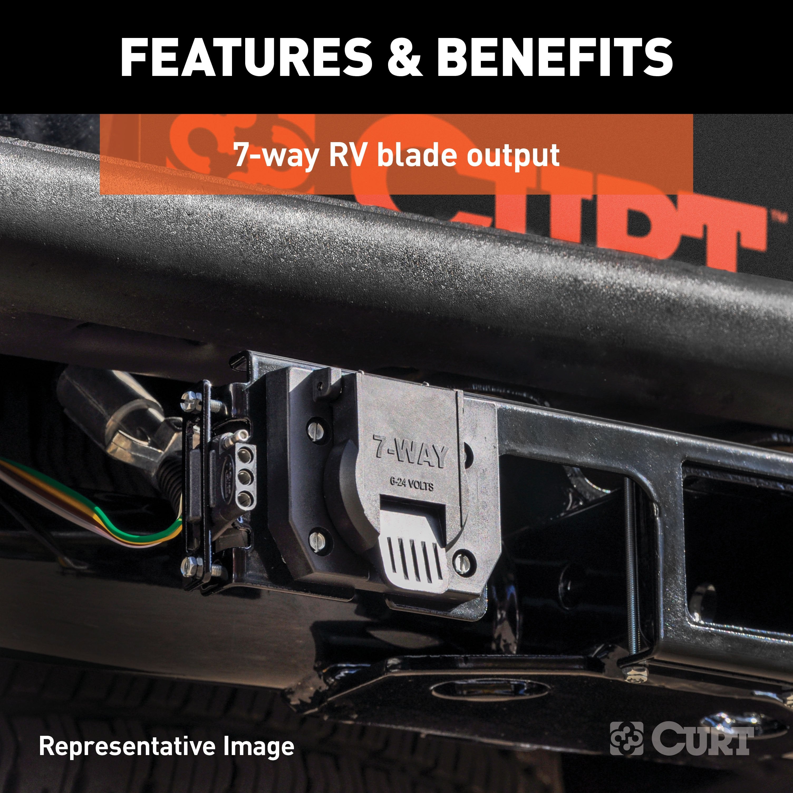 CURT Vehicle-Side Custom RV Blade 7-Pin Trailer Wiring Harness, Fits Select Ford F-250, F-350, F-450 Super Duty Model 56443