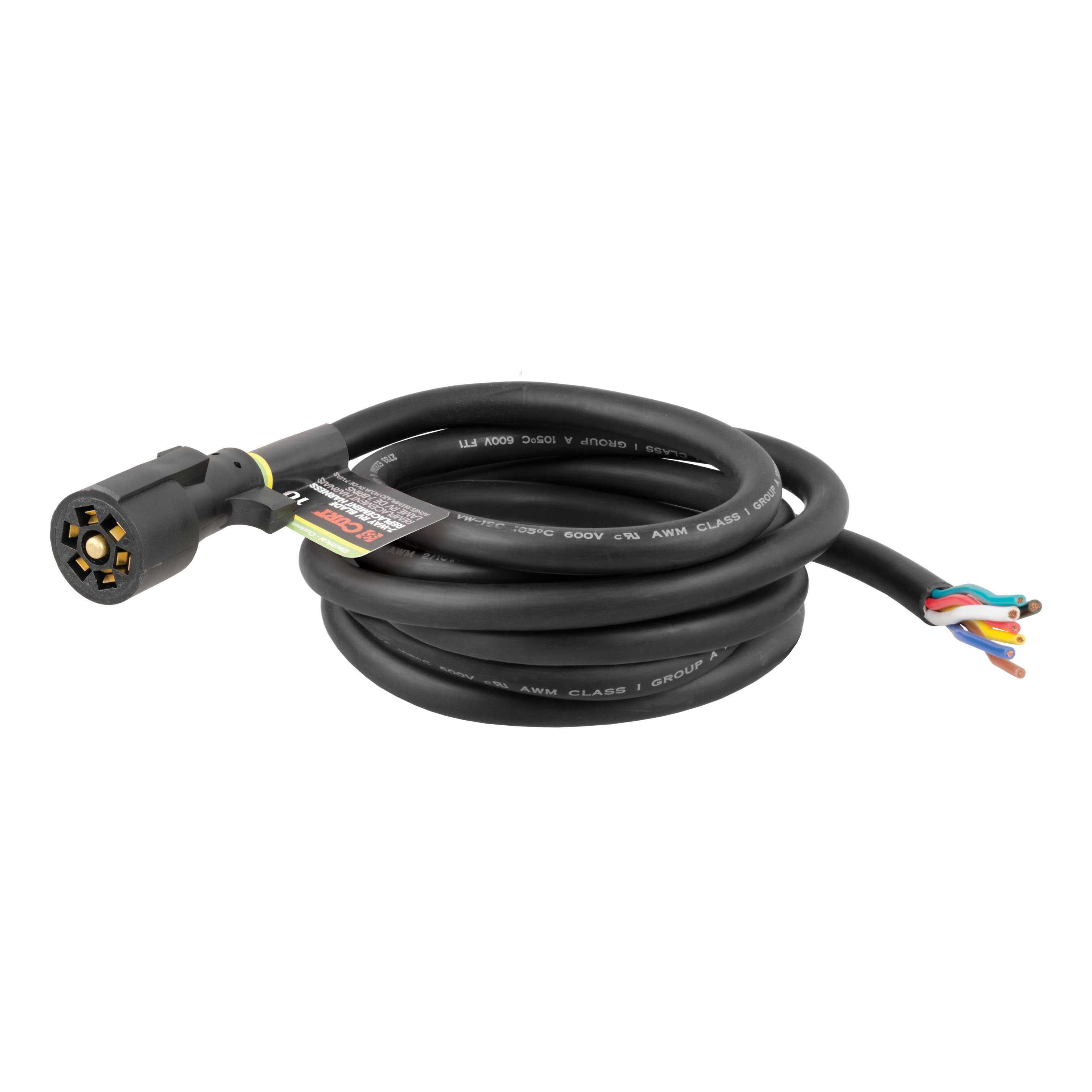 CURT Replacement 7-Pin RV Blade Trailer Wiring Harness Plug, 10-Foot Blunt-Cut Wires Model 56603