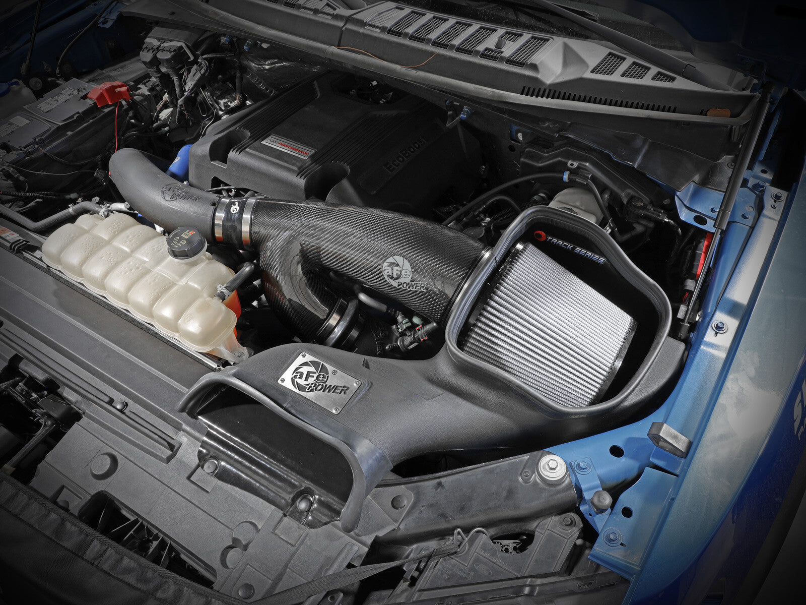Track Series Carbon Fiber Intake System w/ Pro Dry S Filter Ford F-150 Raptor 17-20 V6-3.5L (tt) aFe Power