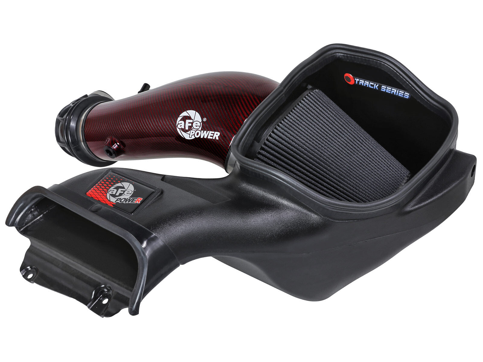 Track Series Red Kevlar/Carbon Fiber Intake System w Pro 5R Filter Black Ford F-150 Raptor R 23-26 V8-5.2L (sc) aFe Power