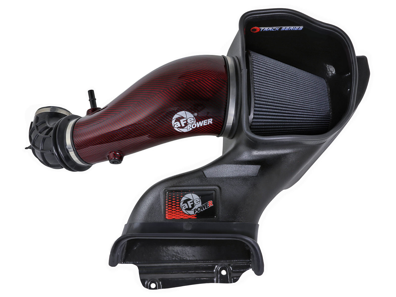 Track Series Red Kevlar/Carbon Fiber Intake System w Pro 5R Filter Black Ford F-150 Raptor R 23-26 V8-5.2L (sc) aFe Power