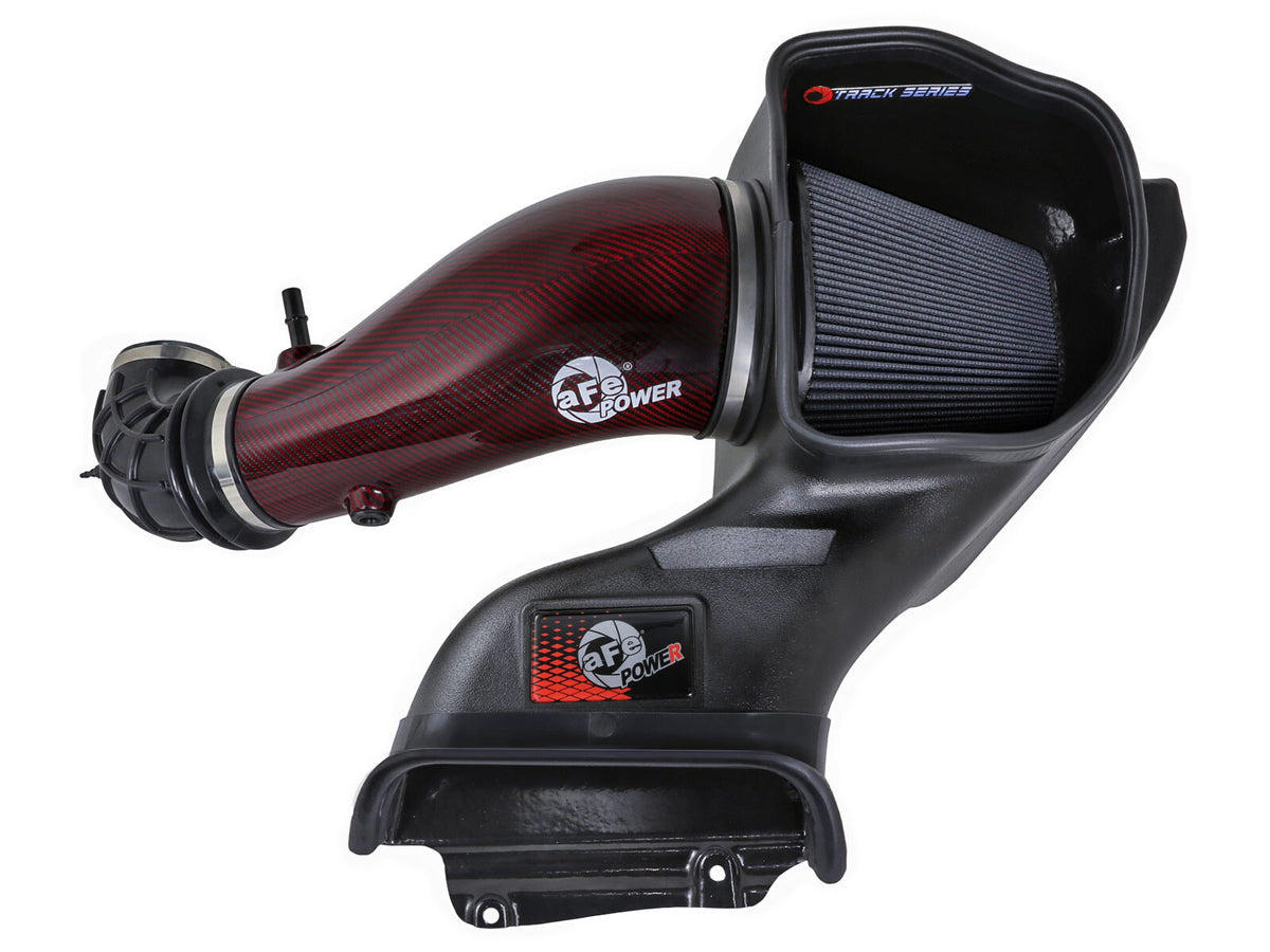 Track Series Red Kevlar/Carbon Fiber Intake System w Pro 5R Filter Black Ford F-150 Raptor R 23-26 V8-5.2L (sc) aFe Power