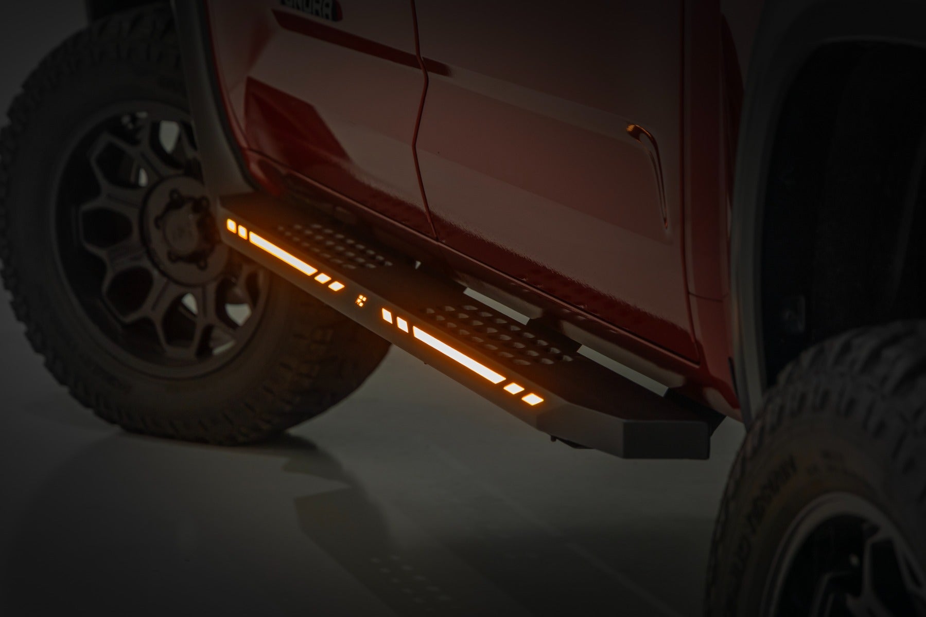 AC2 Running Boards Amber/White CrewMax Toyota Tundra 2WD/4WD (22-26) Rough Country