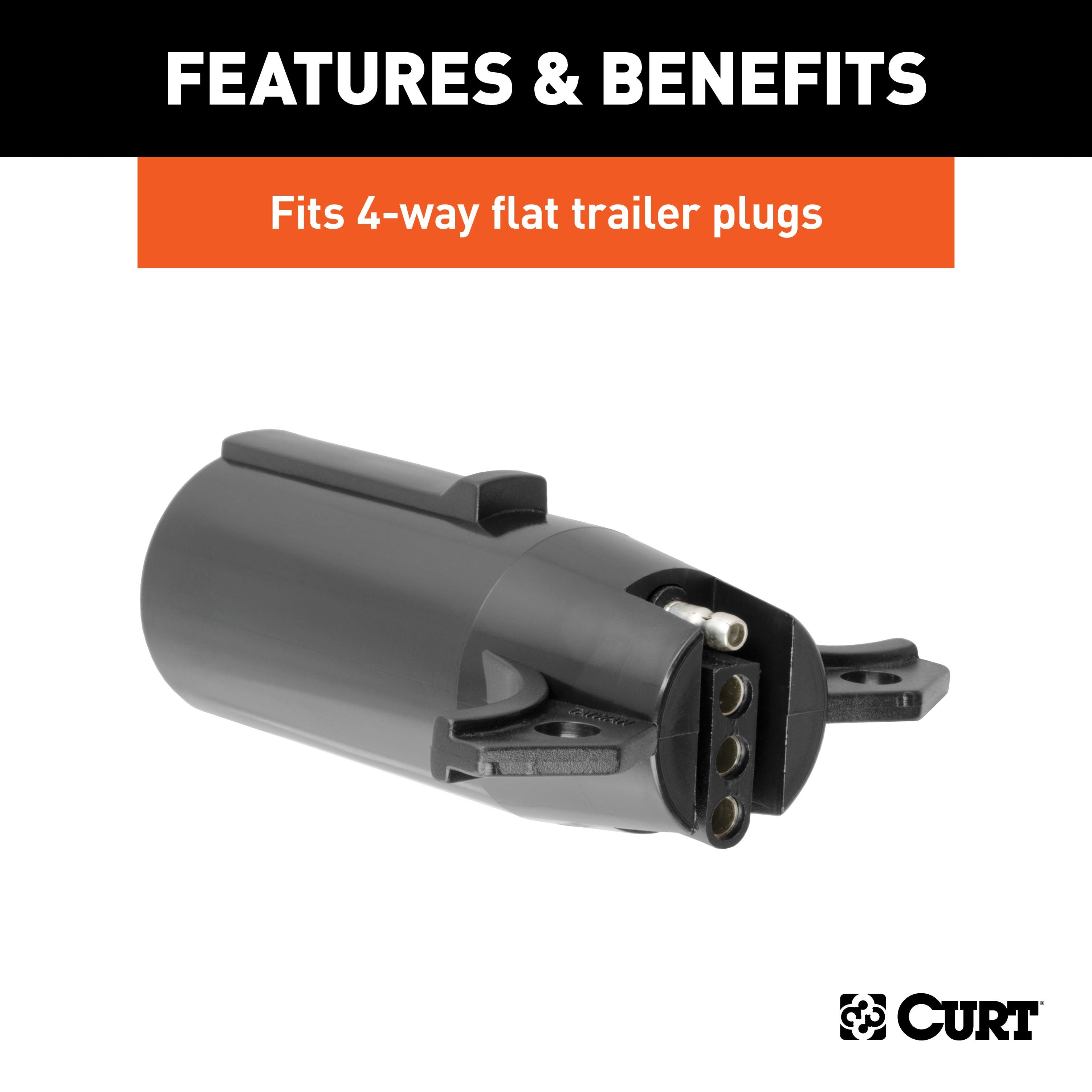 CURT 7-Way Round Vehicle-Side to 4-Way Flat Trailer Wiring Adapter Model 57041