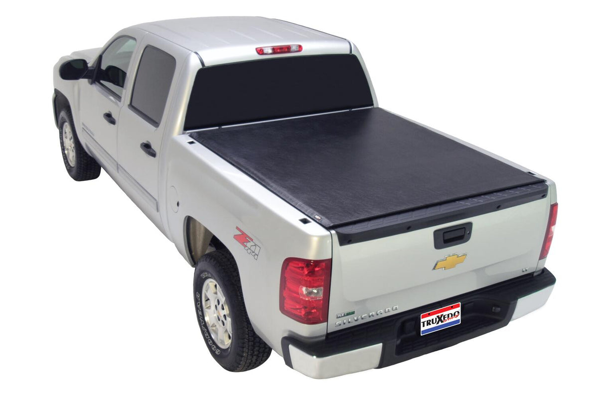 Lo Pro Tonneau Cover Black 2007-2013 Silverado/Sierra 1500/2007-2014 2500 HD/3500 HD 8 Foot Bed without Cargo Management System with Single Rear Wheels Truxedo