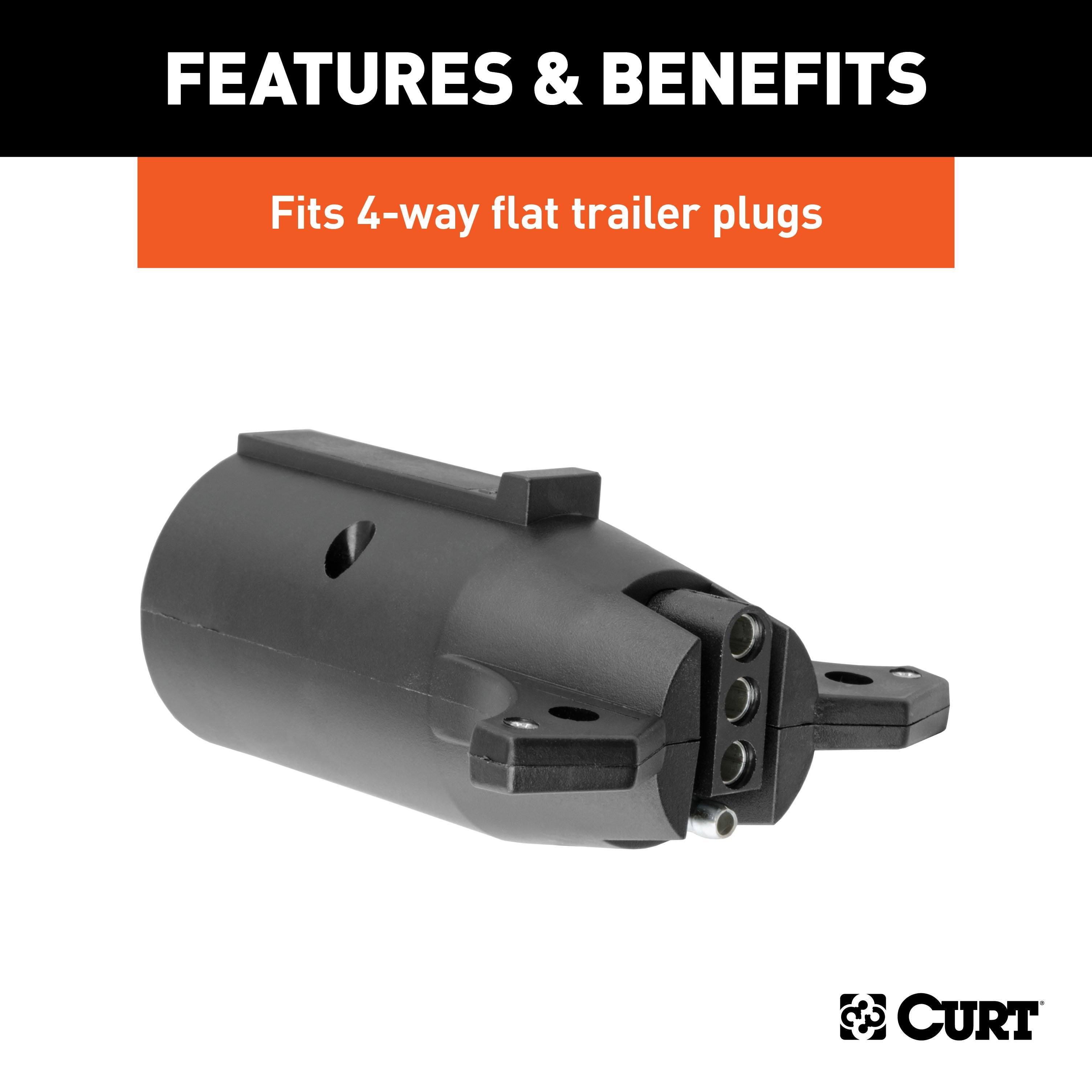 CURT 7-Way RV Blade Vehicle-Side to 4-Way Flat Trailer Wiring Adapter Model 57241