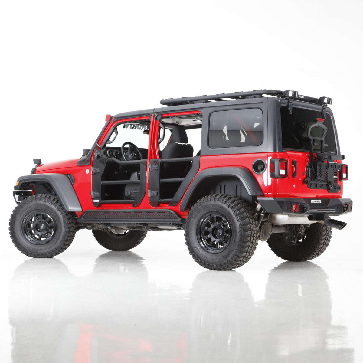 Trailline Tube Door Front Textured Black 2018-2026 Jeep Wrangler JL 2020-2025 Jeep Gladiator Go Rhino