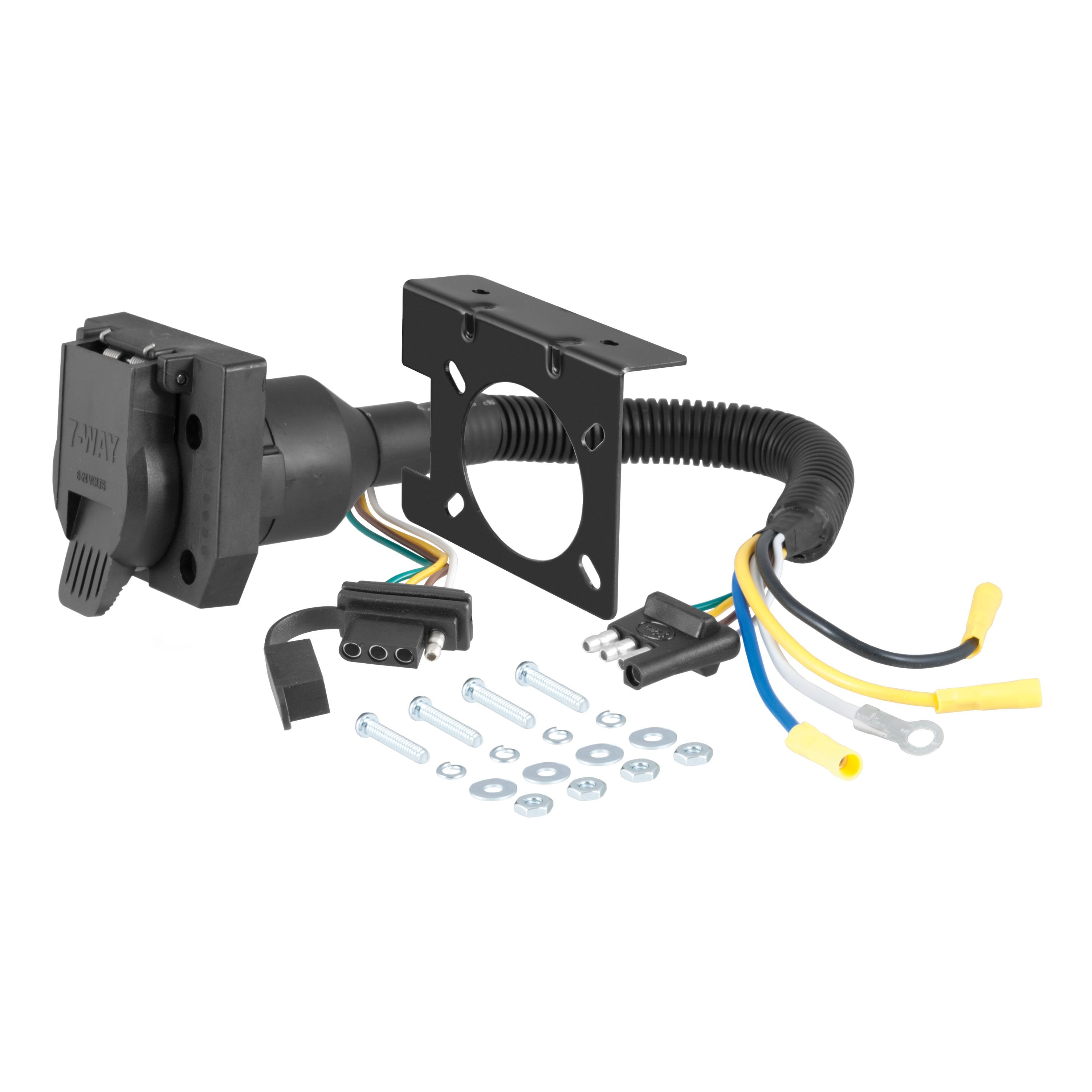 CURT Dual-Output 4-Way Flat Vehicle-Side to 7-Way RV Blade Trailer Wiring Adapter Model 57672