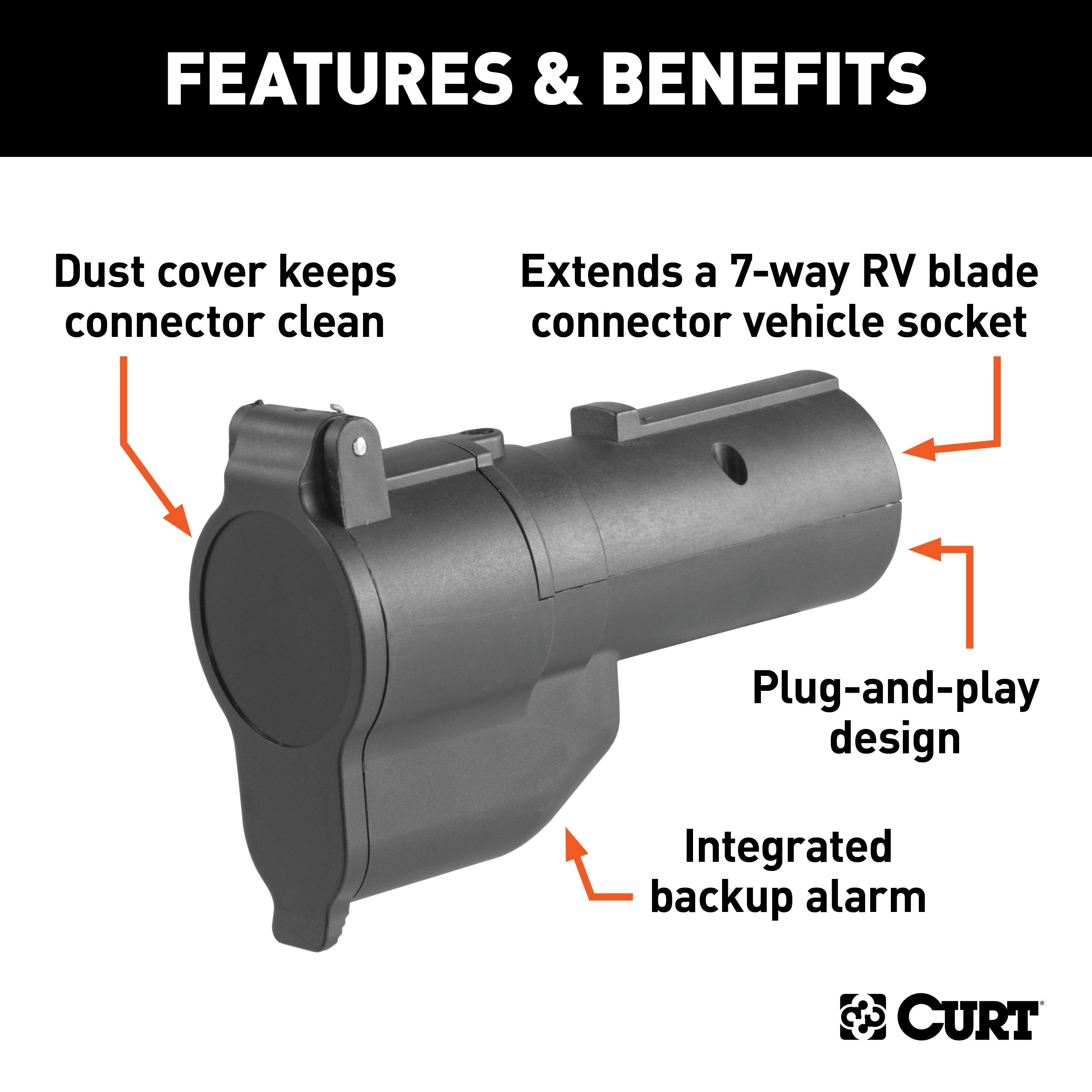 CURT Truck Backup Alarm for 7-Way RV Blade Trailer Wiring Model 57727