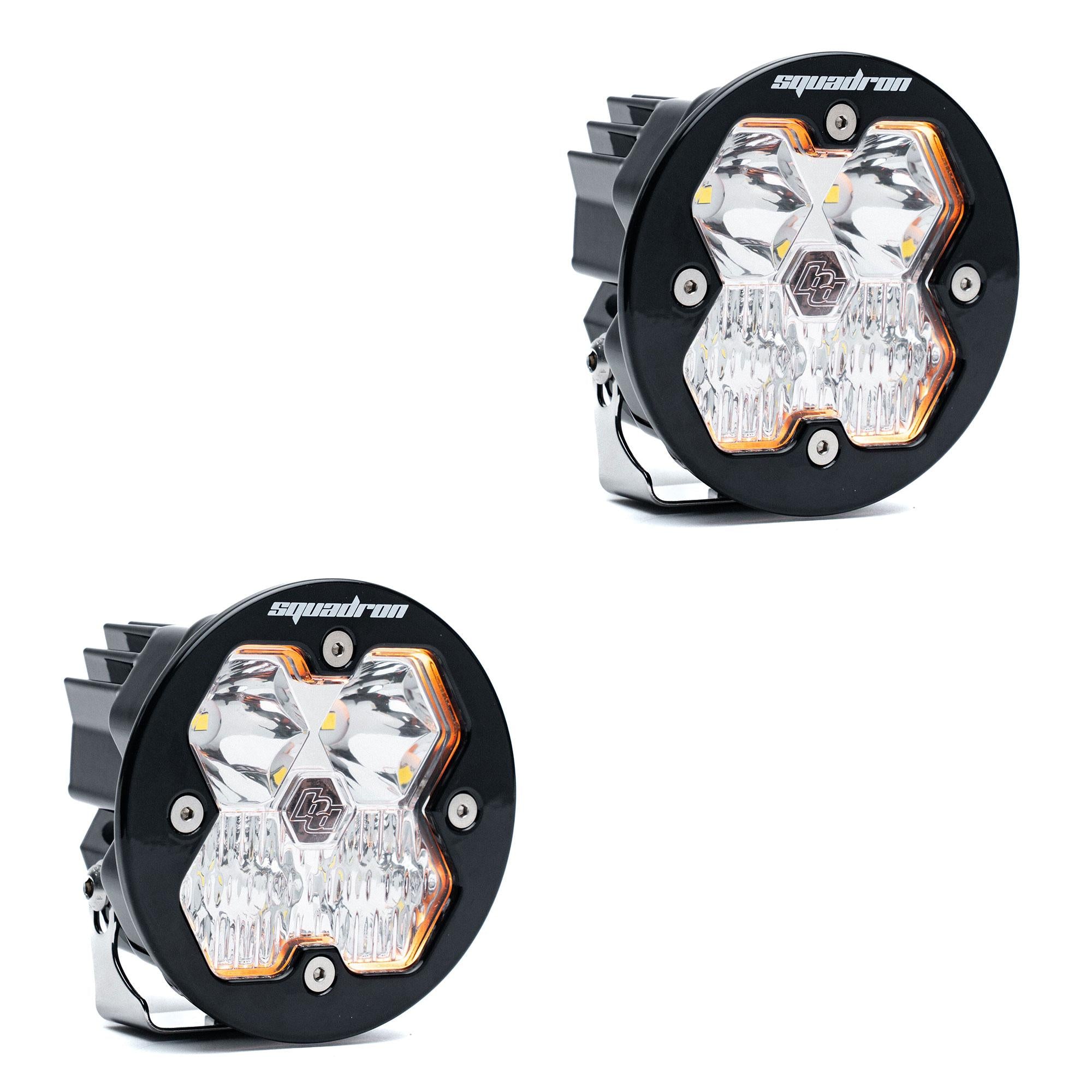 Squadron-R 2.0 Sport Black LED Auxiliary Light Pod Pair (No Harness) Universal Clear Baja Designs
