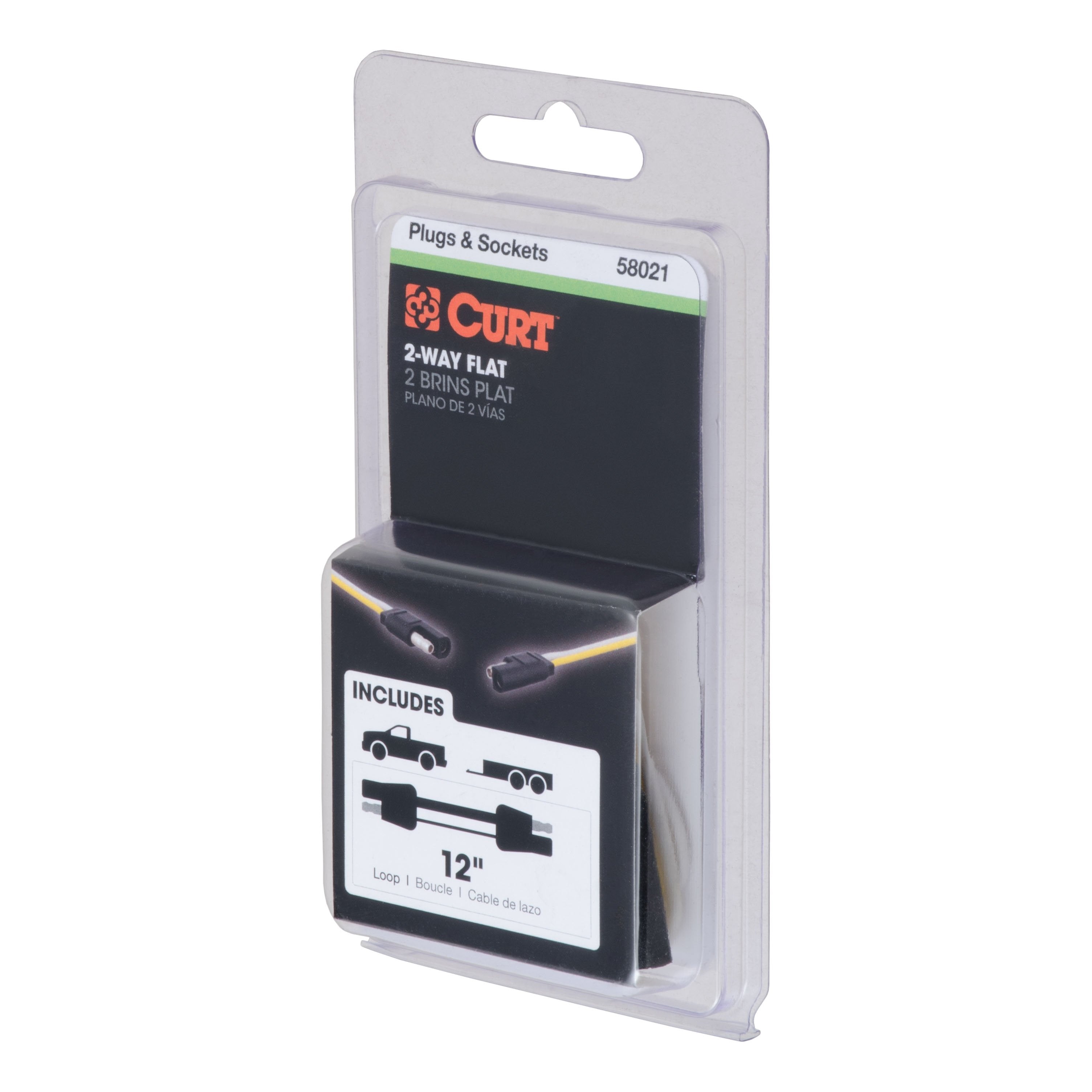 CURT 2-Pin Flat Wiring Harness with 12-Inch Wires Model 58021