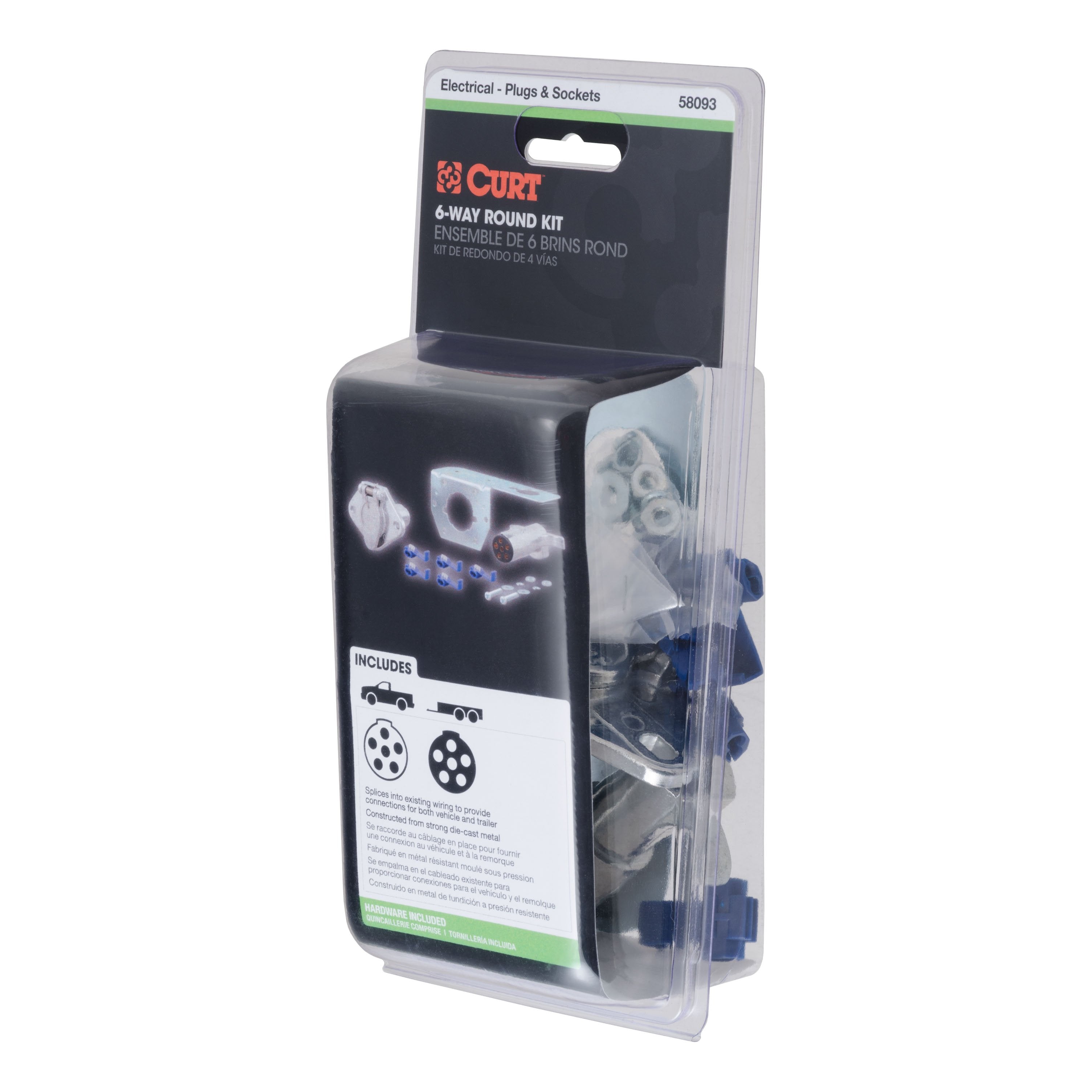 CURT Vehicle-Side and Trailer-Side 6-Pin Round Wiring Harness Connectors Model 58093