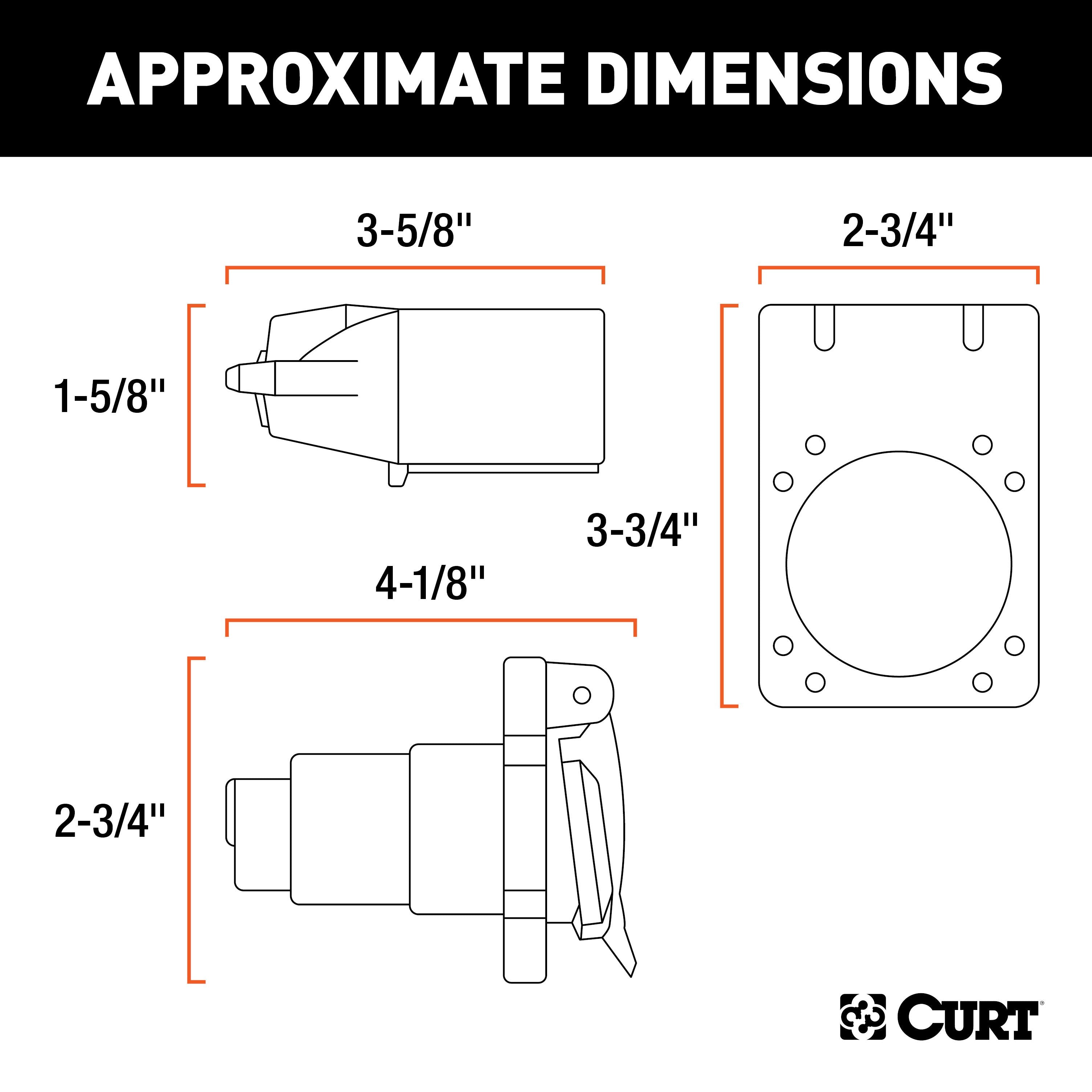 CURT Vehicle-Side and Trailer-Side 7-Pin RV Blade Wiring Harness Connectors Model 58152