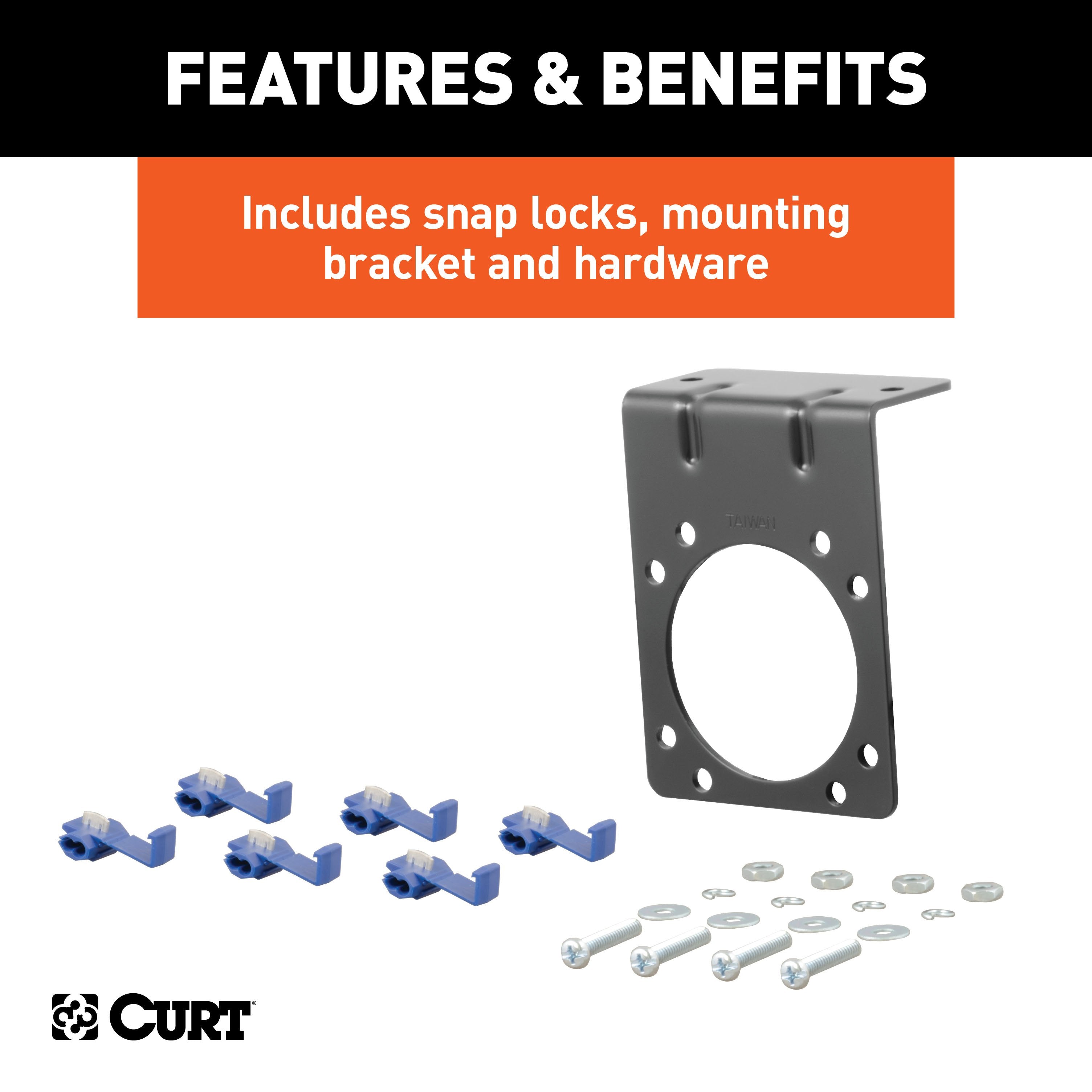 CURT Vehicle-Side and Trailer-Side 7-Pin RV Blade Wiring Harness Connectors Model 58152
