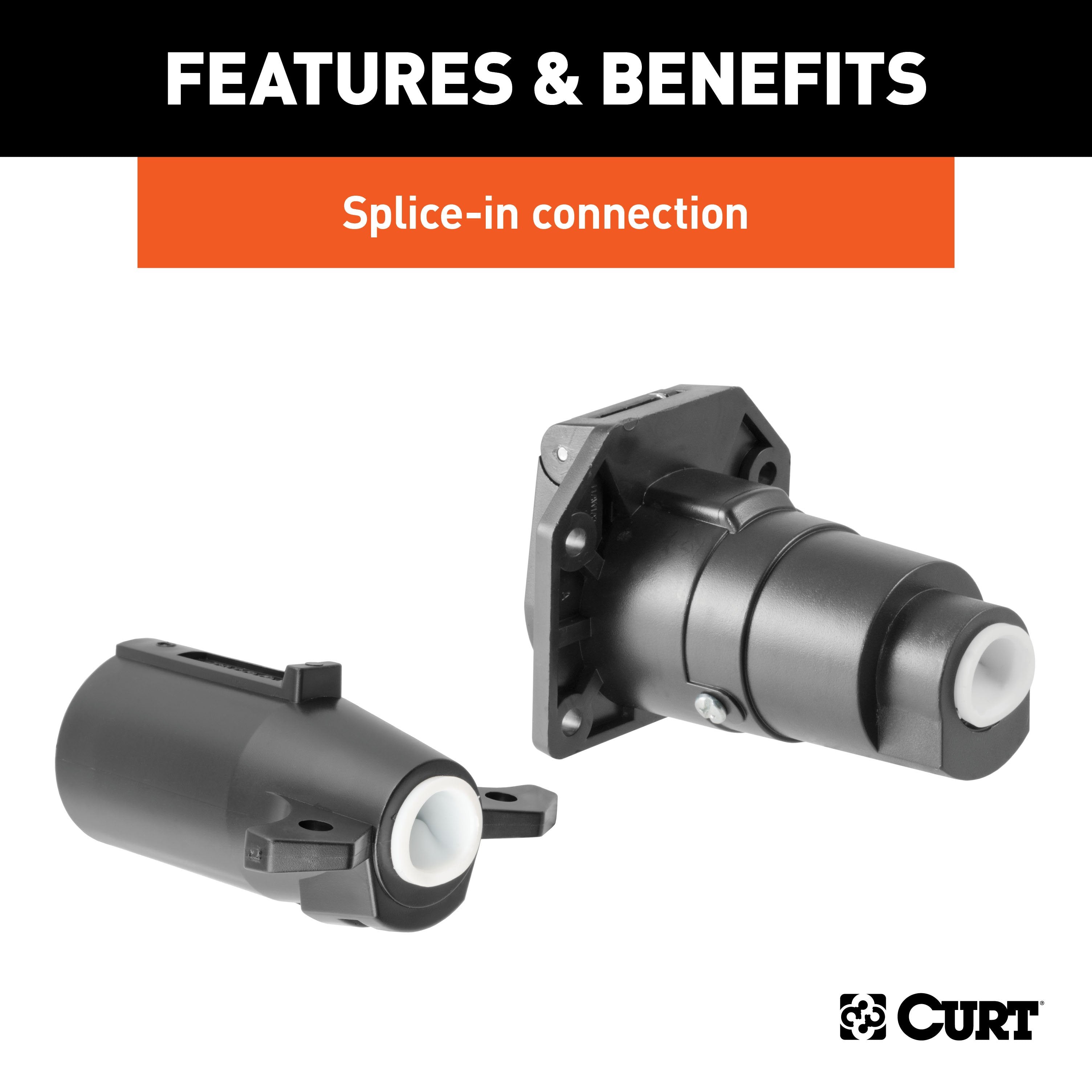 CURT Vehicle-Side and Trailer-Side 7-Pin RV Blade Wiring Harness Connectors Model 58152