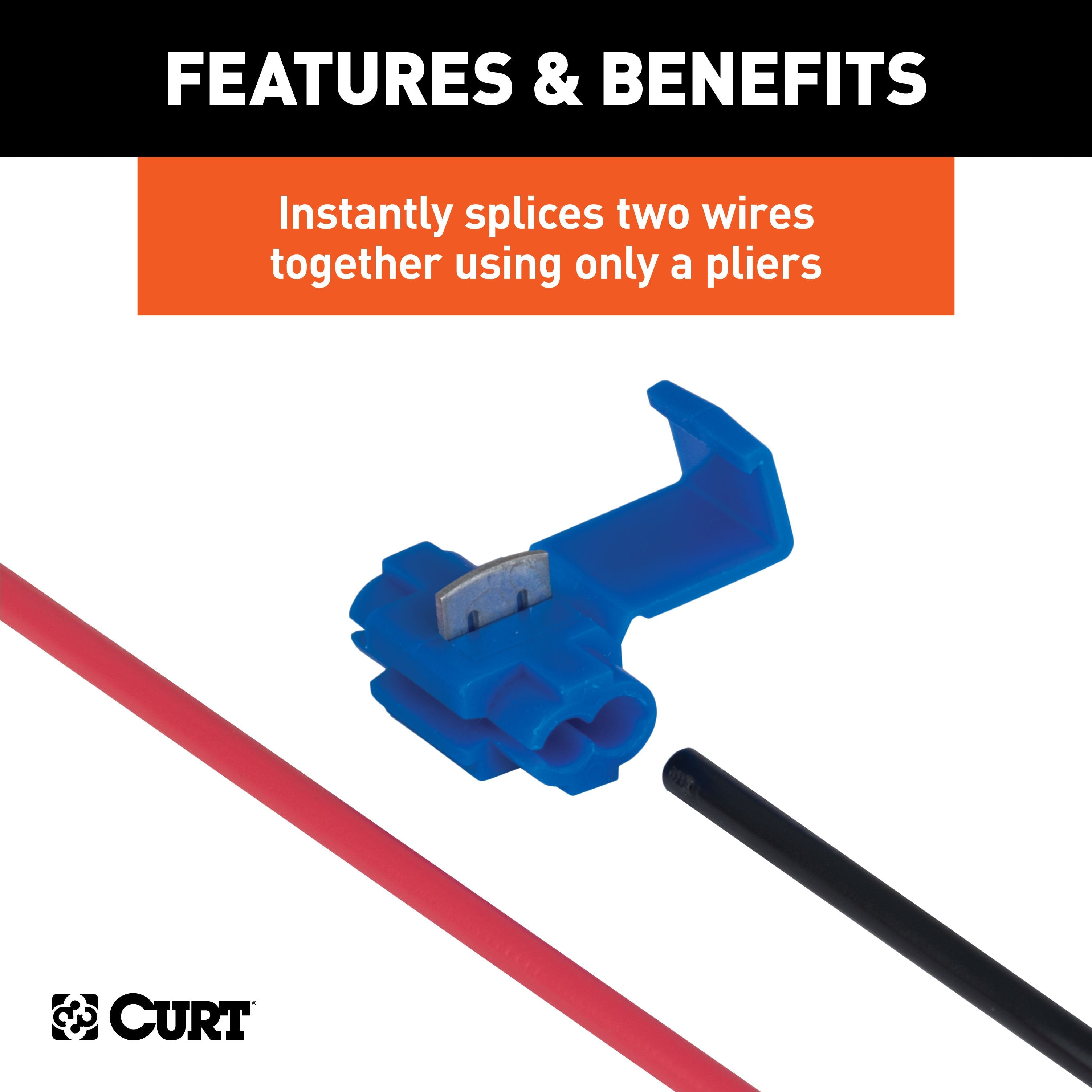 CURT 18-14 Gauge Blue Scotch Snap Lock Wire Connectors, 100-Pack Model 58280