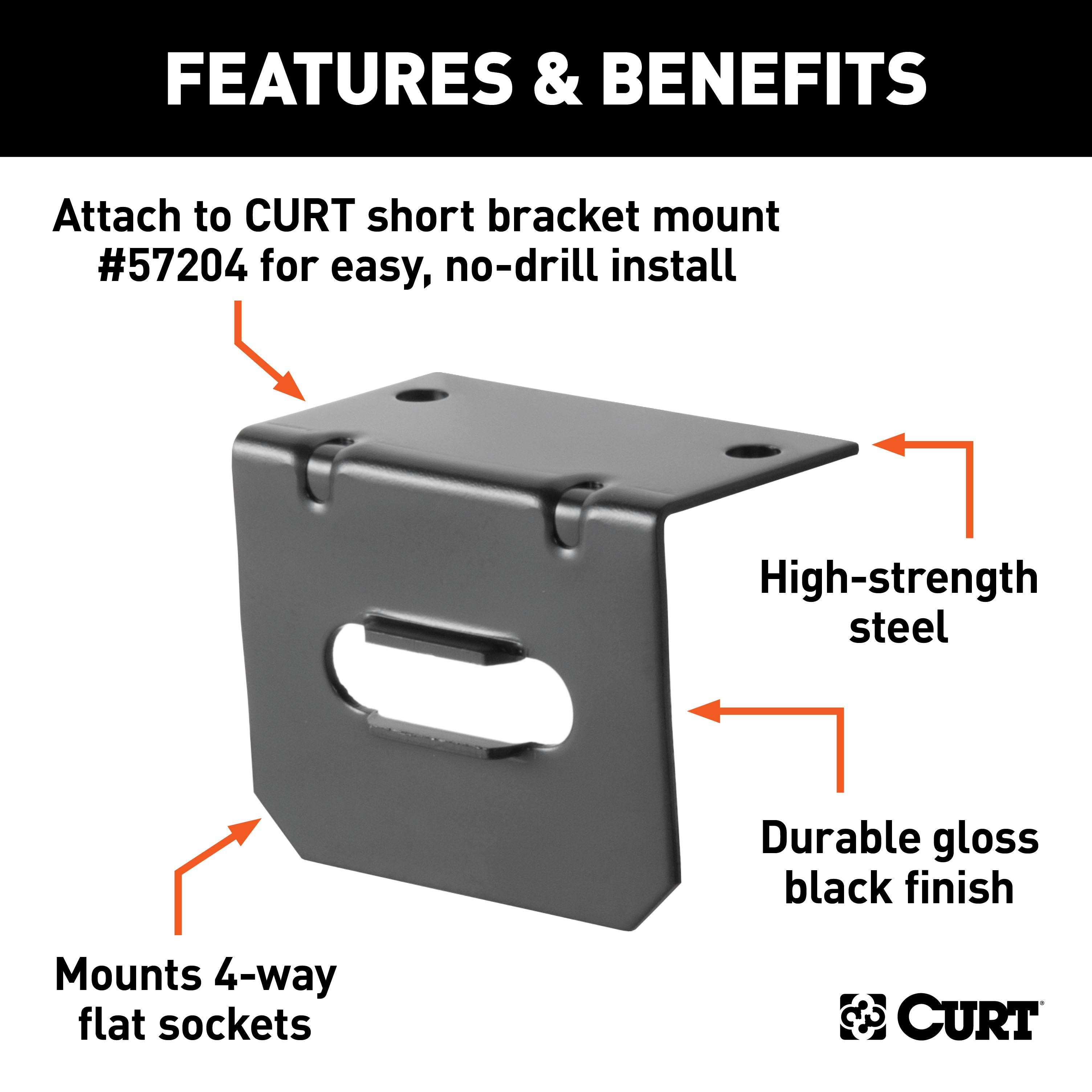CURT Vehicle-Side Trailer Wiring Harness Mounting Bracket for 4-Way Flat Model 58301