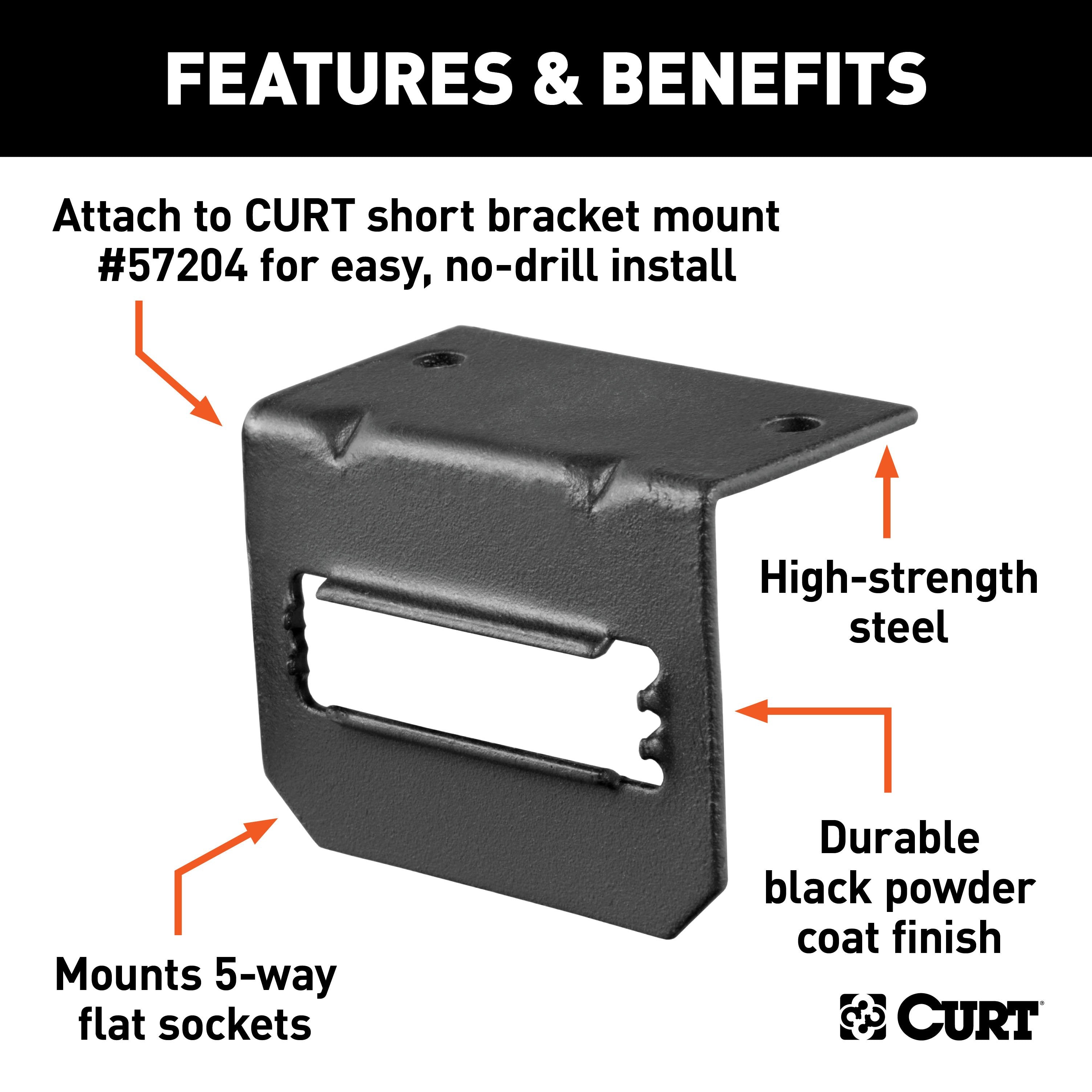 CURT Vehicle-Side Trailer Wiring Harness Mounting Bracket for 5-Way Flat Model 58303