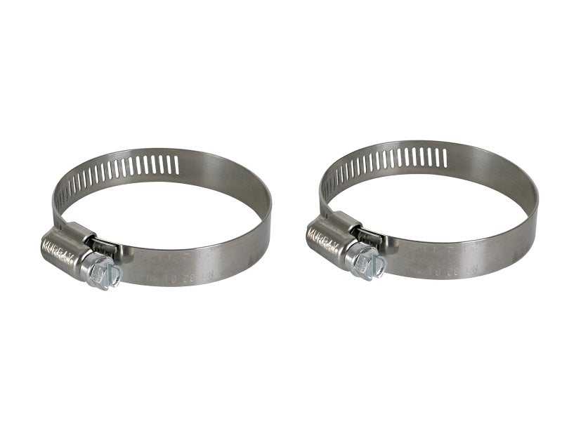 Durable afe Magnum FORCE replacement clamp kit for hoses, adjustable from 1-13/16 to 2-1/2 inches, sold in pairs.