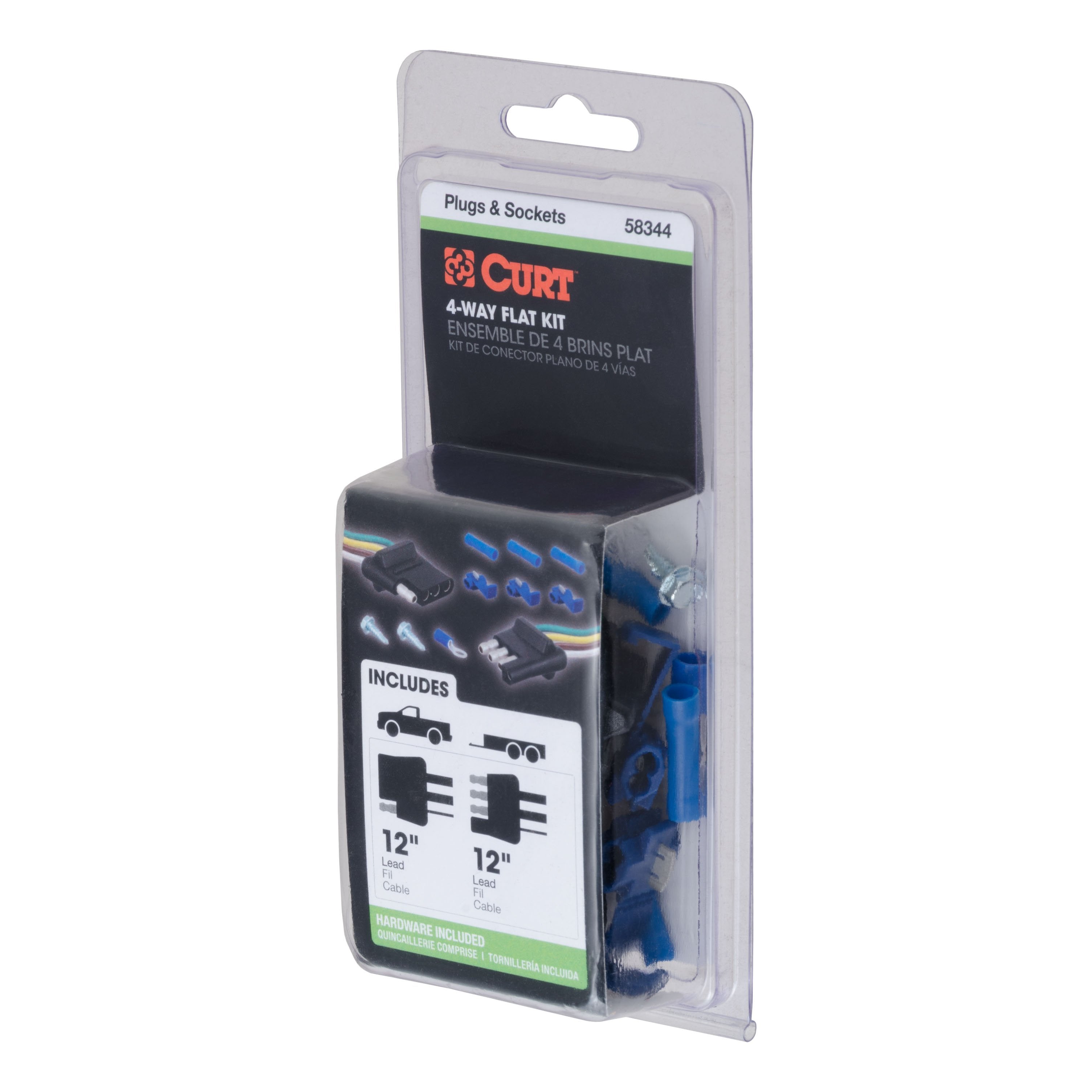 CURT 4-Pin Trailer Wiring Harness, 12-Inch Vehicle-Side and Trailer-Side Wires Model 58344
