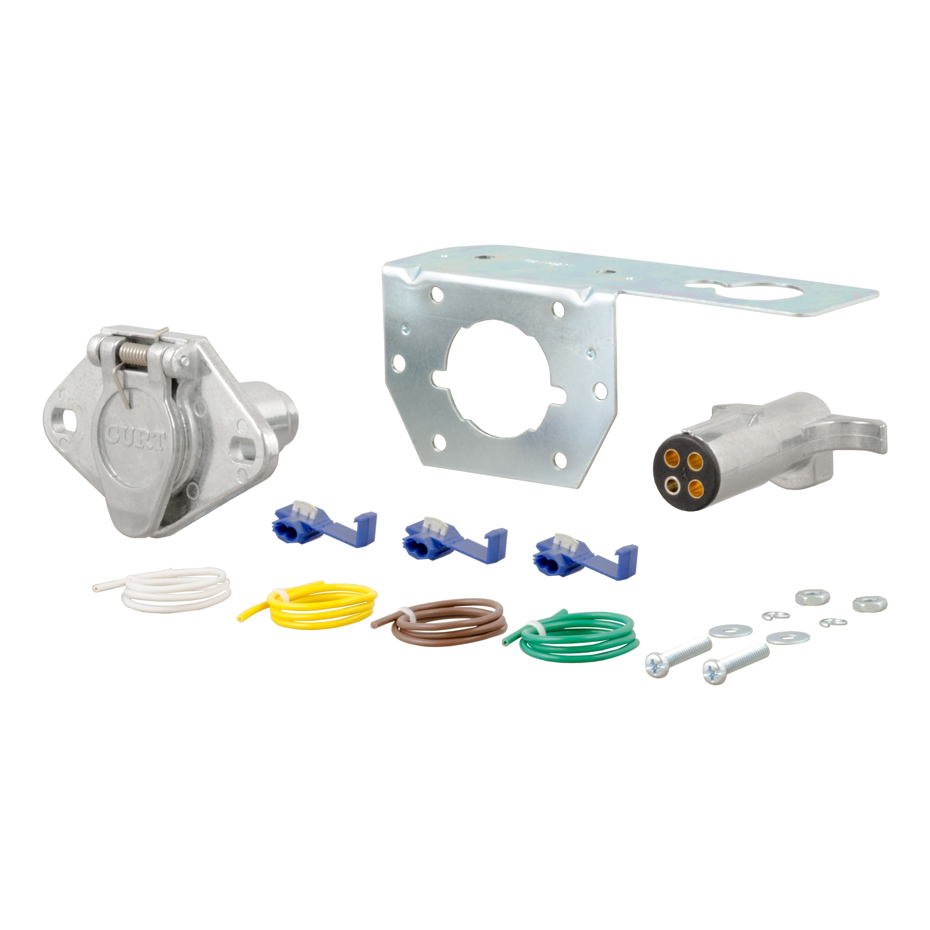 CURT Vehicle-Side and Trailer-Side 4-Pin Round Wiring Harness Connectors Model 58677