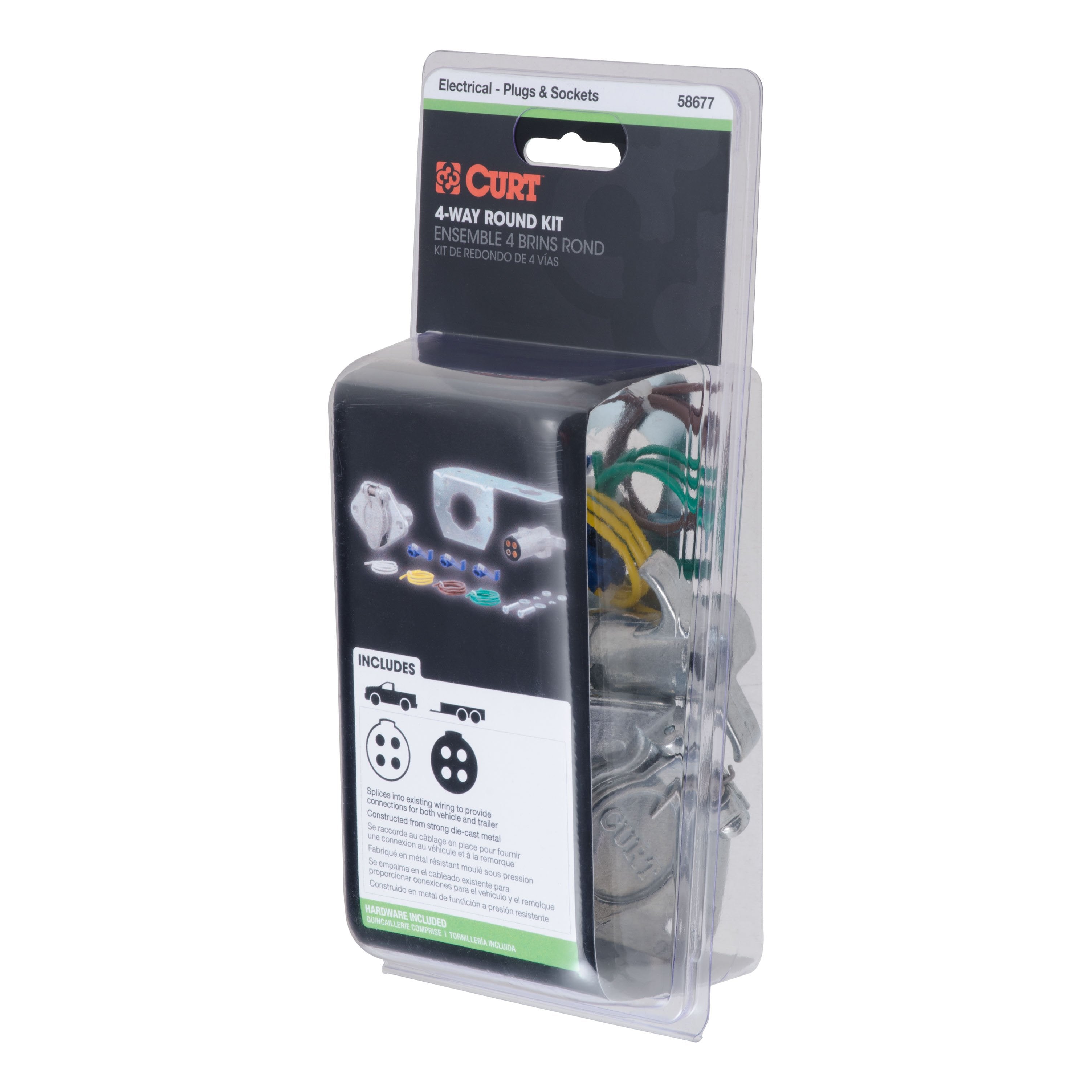 CURT Vehicle-Side and Trailer-Side 4-Pin Round Wiring Harness Connectors Model 58677