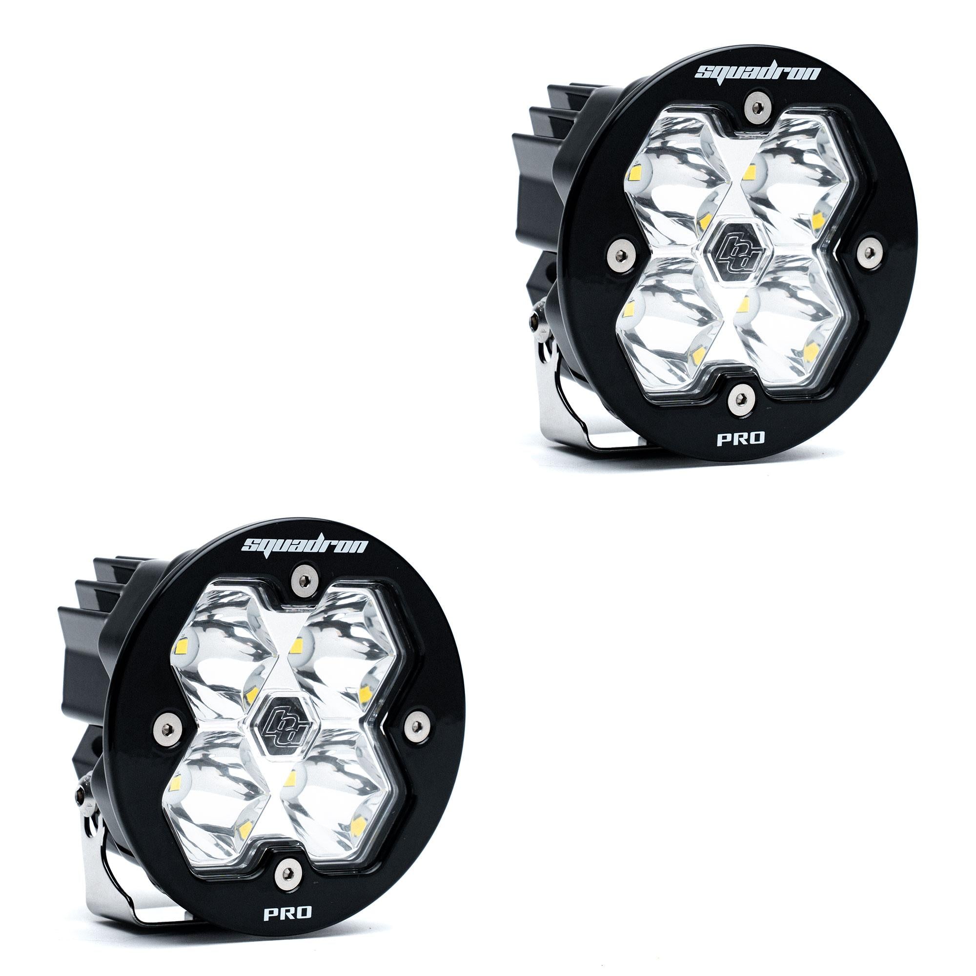 Squadron-R 2.0 Pro Black LED Auxiliary Light Pod Pair (No Harness) Universal Clear Baja Designs