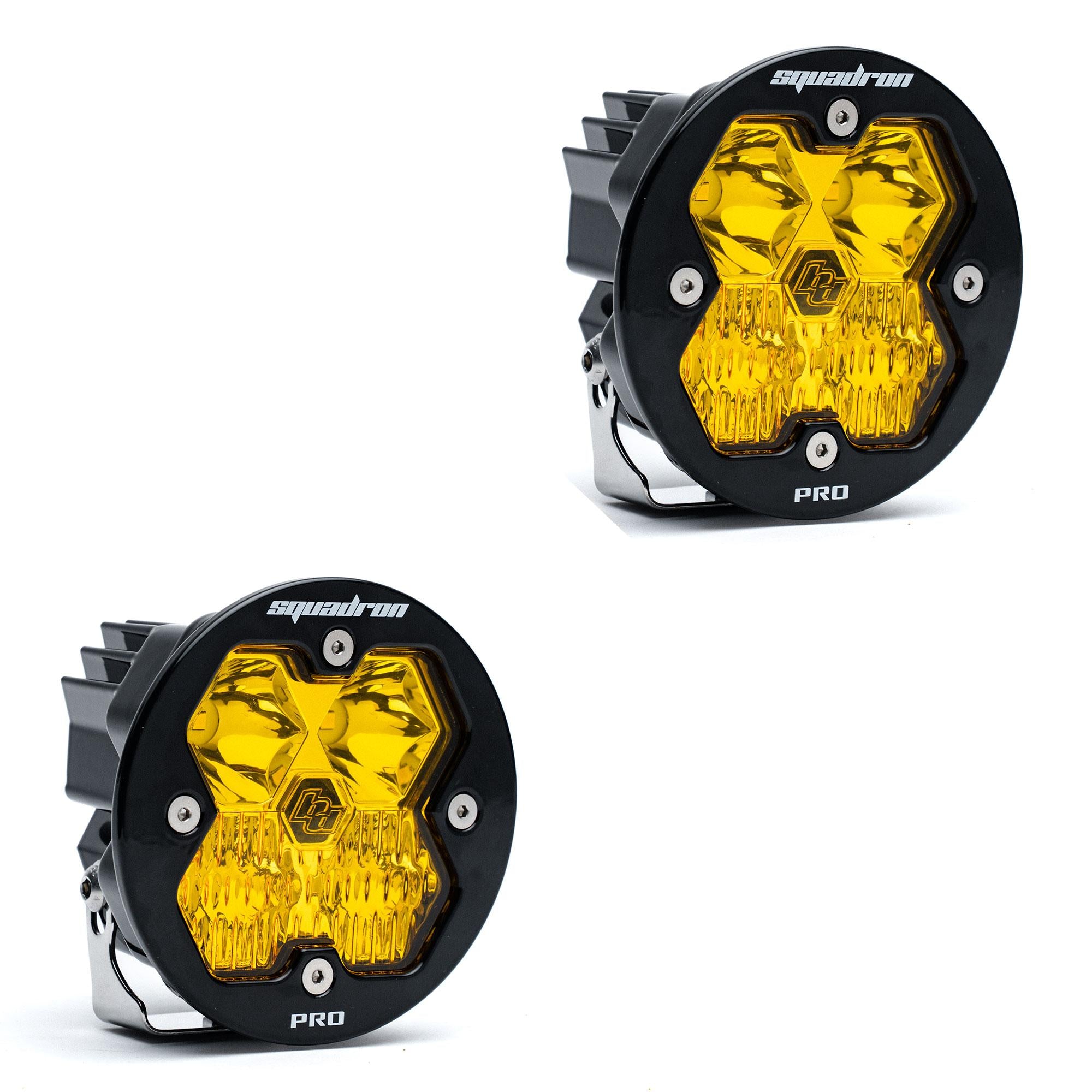 Squadron-R 2.0 Pro Black LED Auxiliary Light Pod Pair (No Harness) Universal Baja Amber Baja Designs
