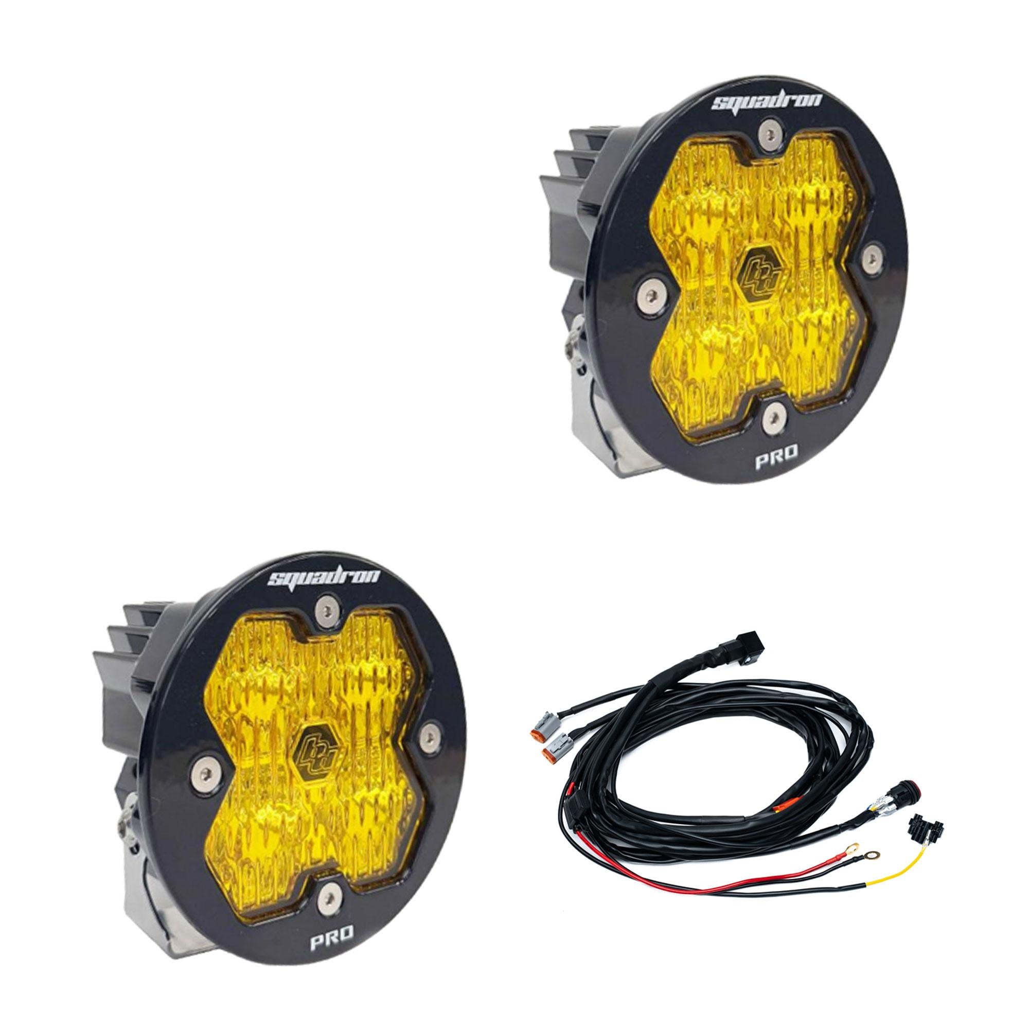 Squadron-R 2.0 Pro Black LED Auxiliary Light Pod Pair Universal Baja Amber Baja Designs