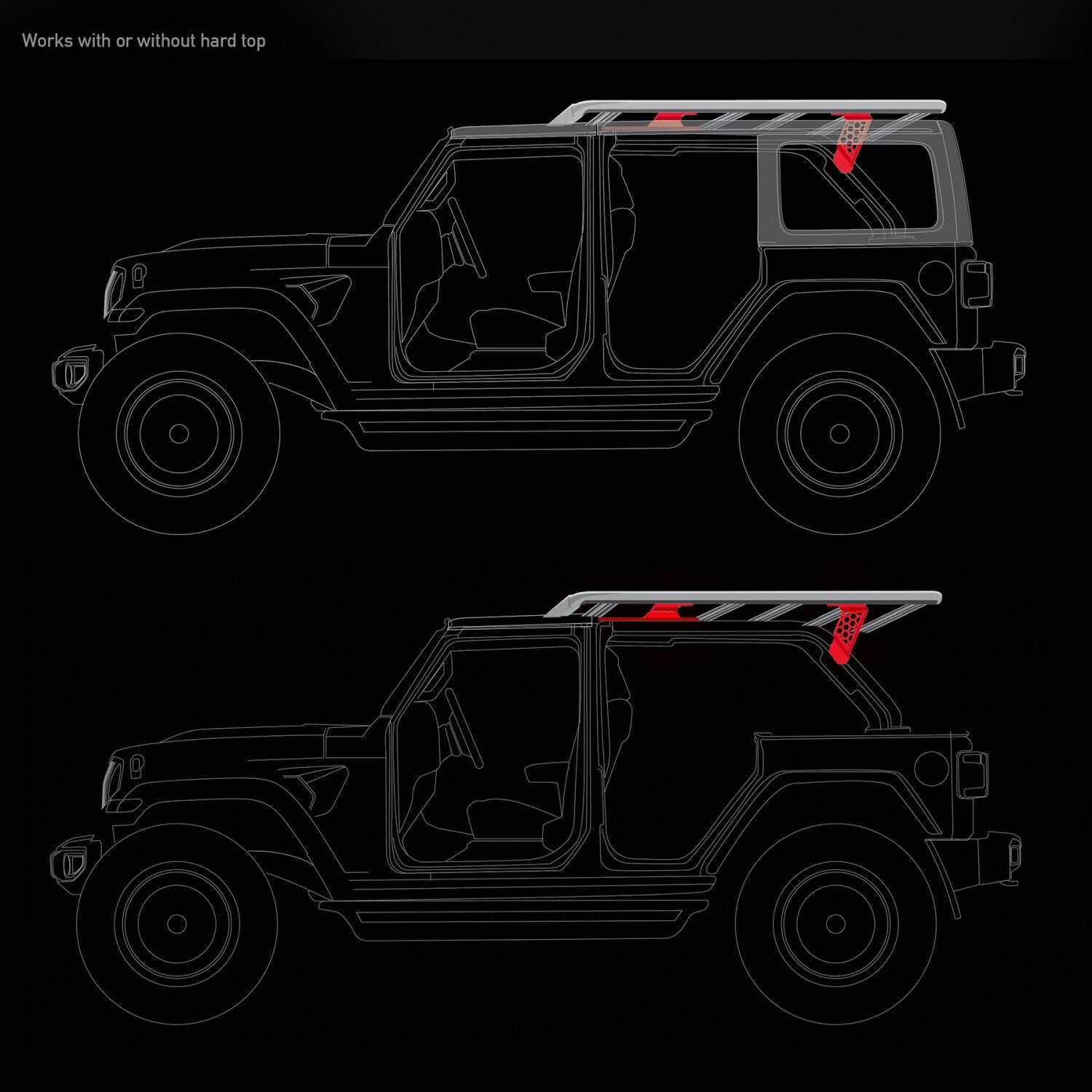 5910013T SRM Roll Bar Mounting Kit Jeep JLU Mount Textured Black 2018-2026 Jeep Wrangler Go Rhino