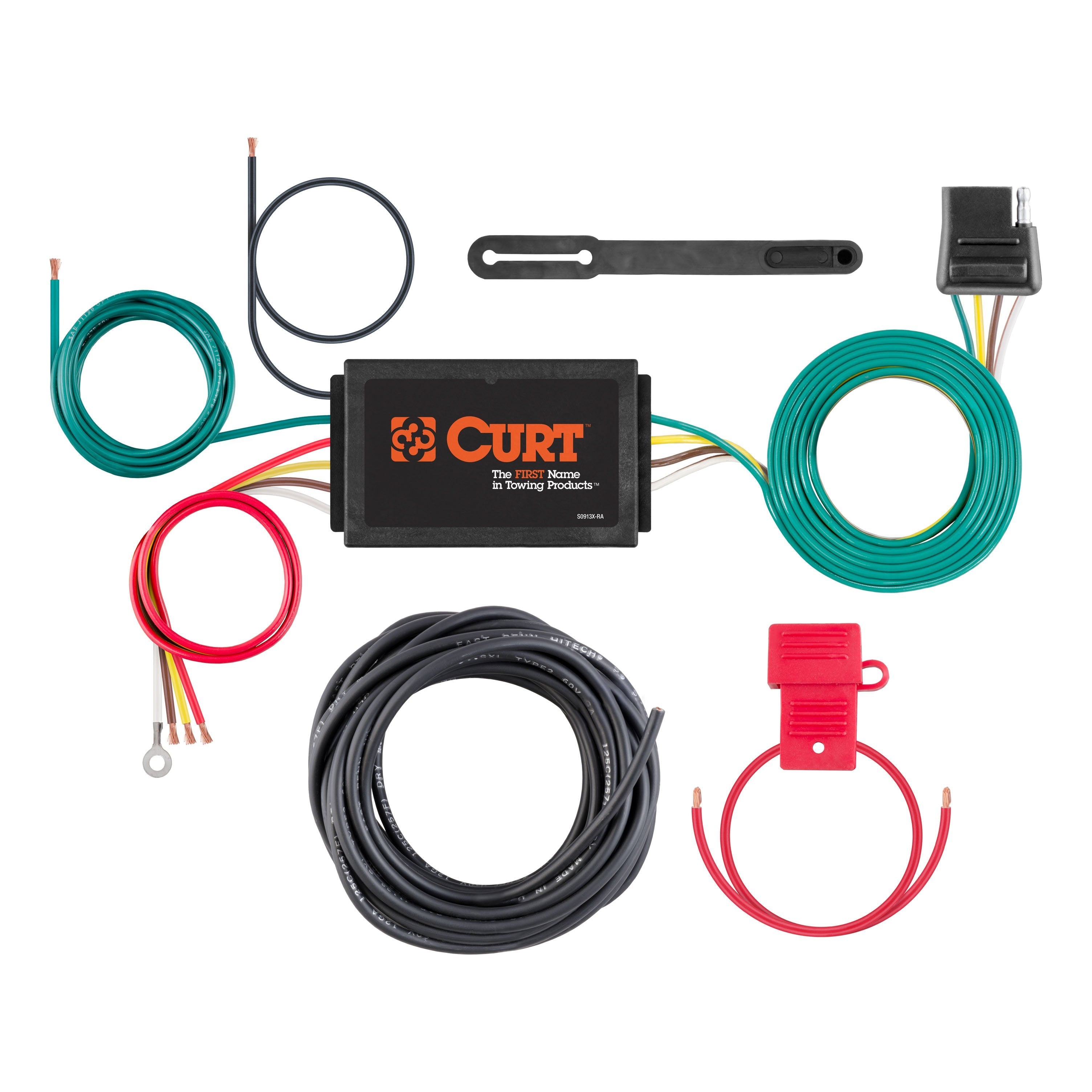 CURT Powered 3-to-2-Wire Splice-in Trailer Taillight Converter Kit, 4-Pin Wiring Harness Model 59187