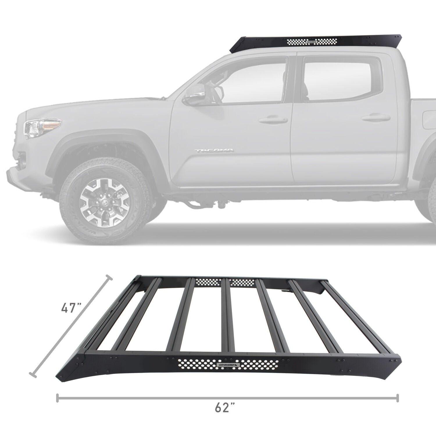 Ceros Low Profile Roof Rack Textured Black 2016-2023 Toyota Tacoma Go Rhino