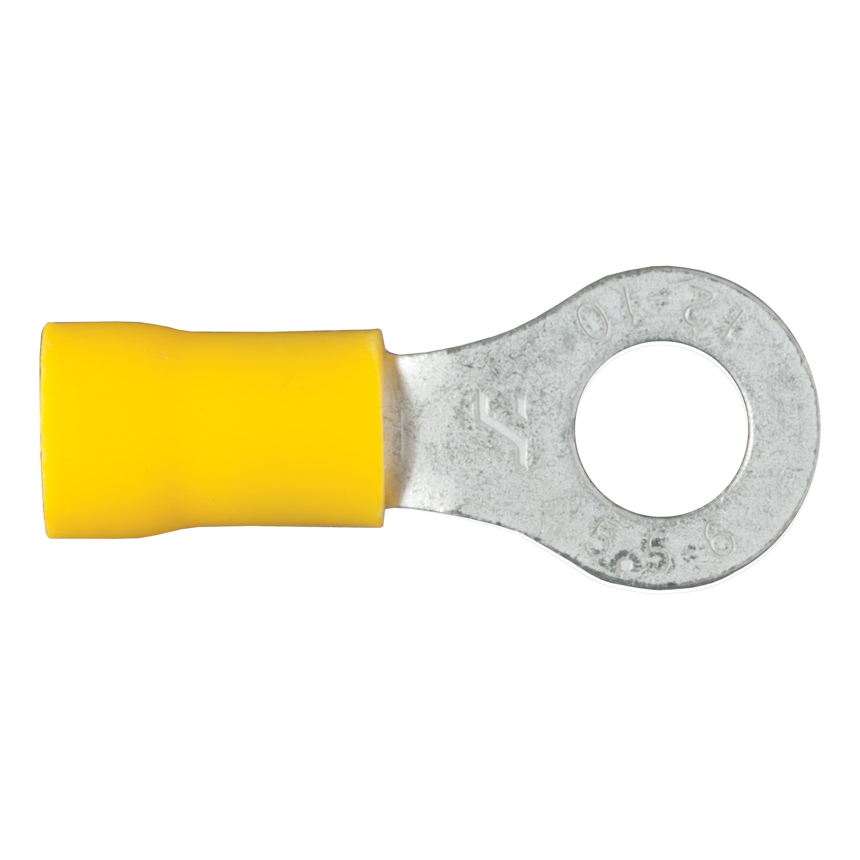 CURT 12-10 Gauge Yellow Vinyl-Insulated Ring Terminal Wire Connectors, 1/4-Inch Stud, 100-Pack Model 59534