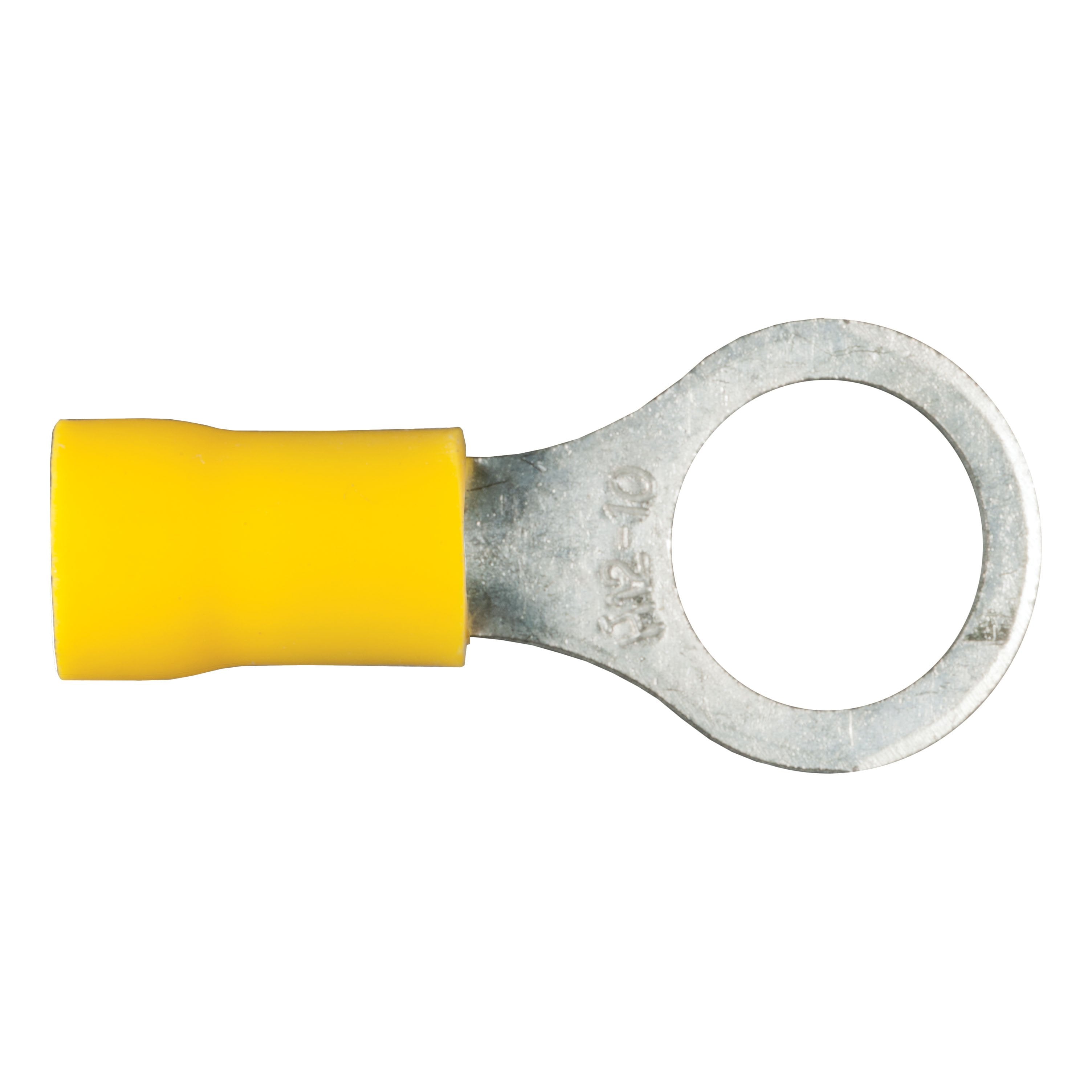 CURT 12-10 Gauge Yellow Vinyl-Insulated Ring Terminal Wire Connectors, 3/8-Inch Stud, 100-Pack Model 59538