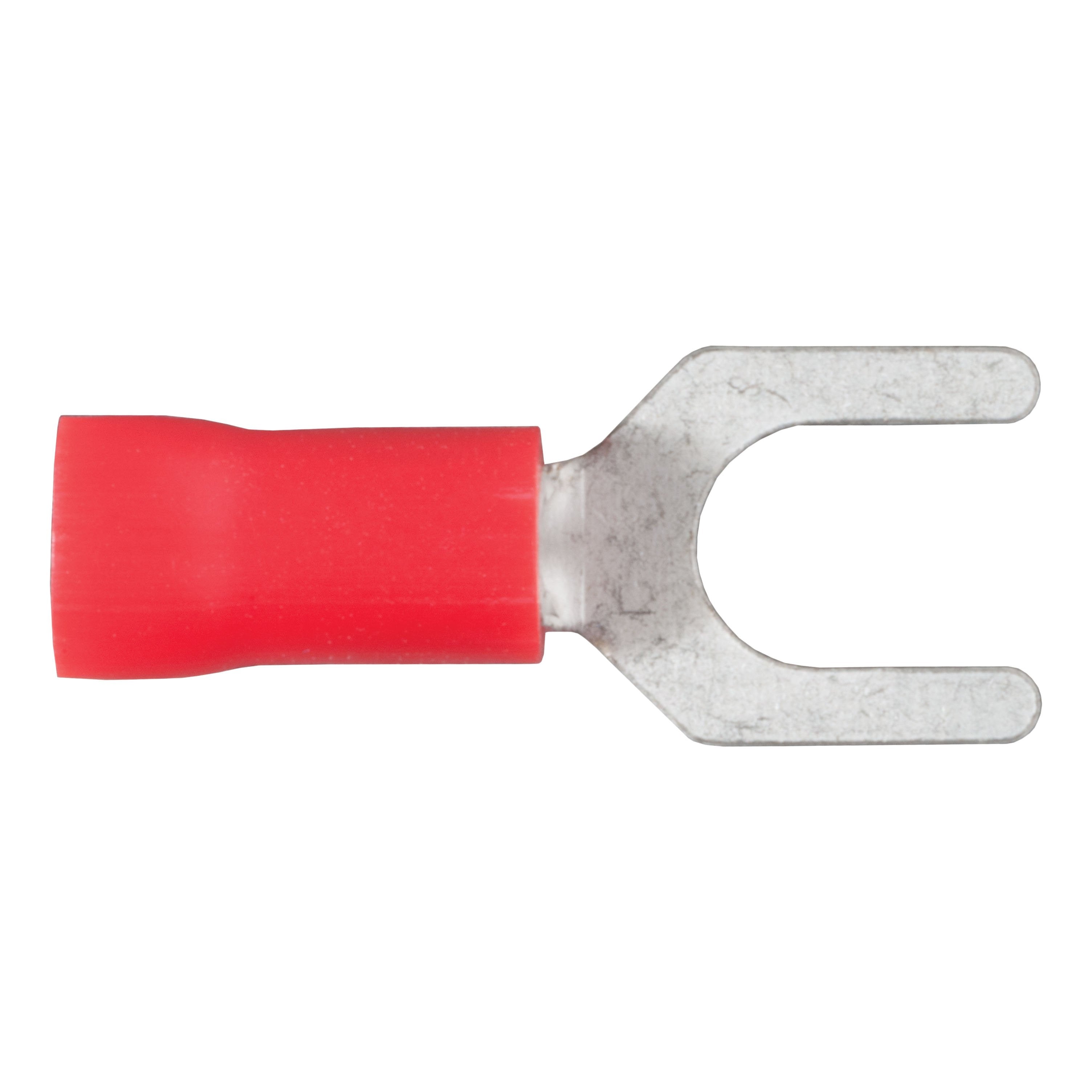 CURT 22-18 Gauge Red Vinyl-Insulated Spade Terminal Connectors, #10 Stud, 100-Pack Model 59611