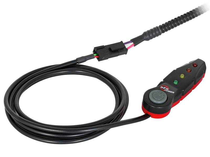 afe SCORCHER Power Module for Ford F-150 V6-3.5L, featuring a control switch and wiring harness for performance enhancement.