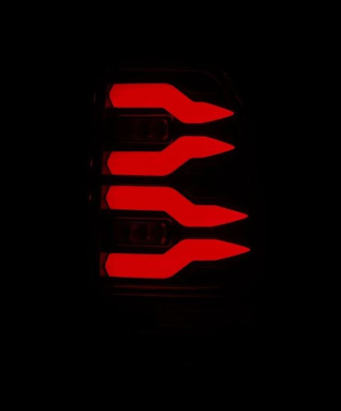 AlphaRex LUXX-Series LED tail lights for 97-03 Ford F150 and 99-16 Ford Super Duty, featuring a sleek black design.
