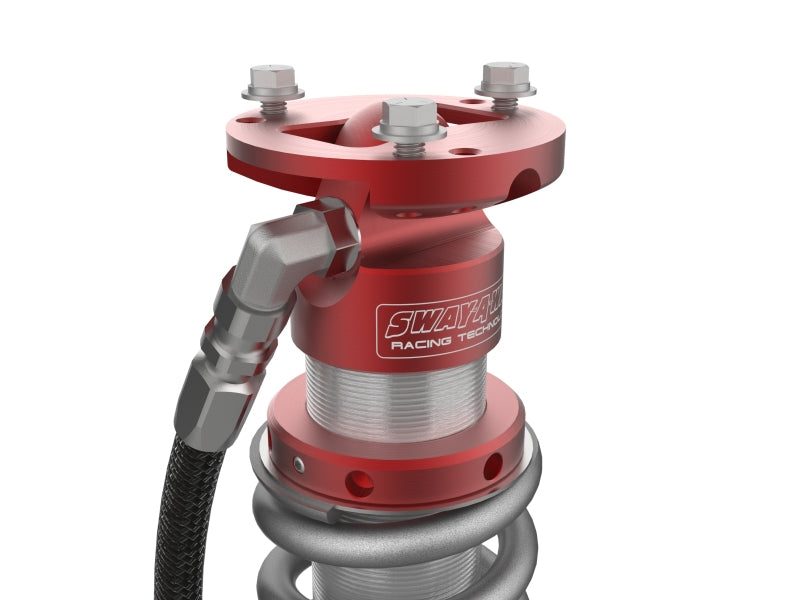 afe Sway-A-Way coilover for Ford Bronco 21-24 featuring a red anodized top mount and braided hose for enhanced performance.