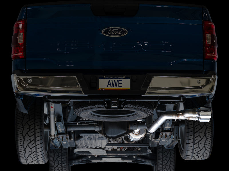 AWE Tuning 21-25 Ford F150 (14th Gen Reg Cab) Cat-Back Exhaust - 4.5in Dual Side Exit Chrome Tips