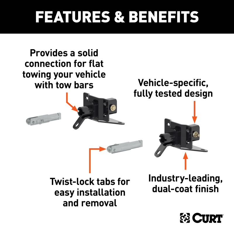 CURT Tow Bar Base Plate, Select Ford Bronco w/ Modular or Standard D-Ring Bumper Model 70143
