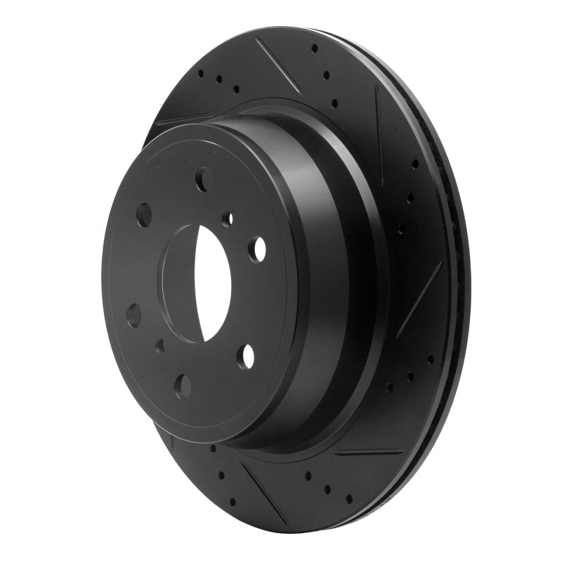 R1 07-20 Cadillac Escalade Rear Right Drilled & Slotted Black Brake Rotor