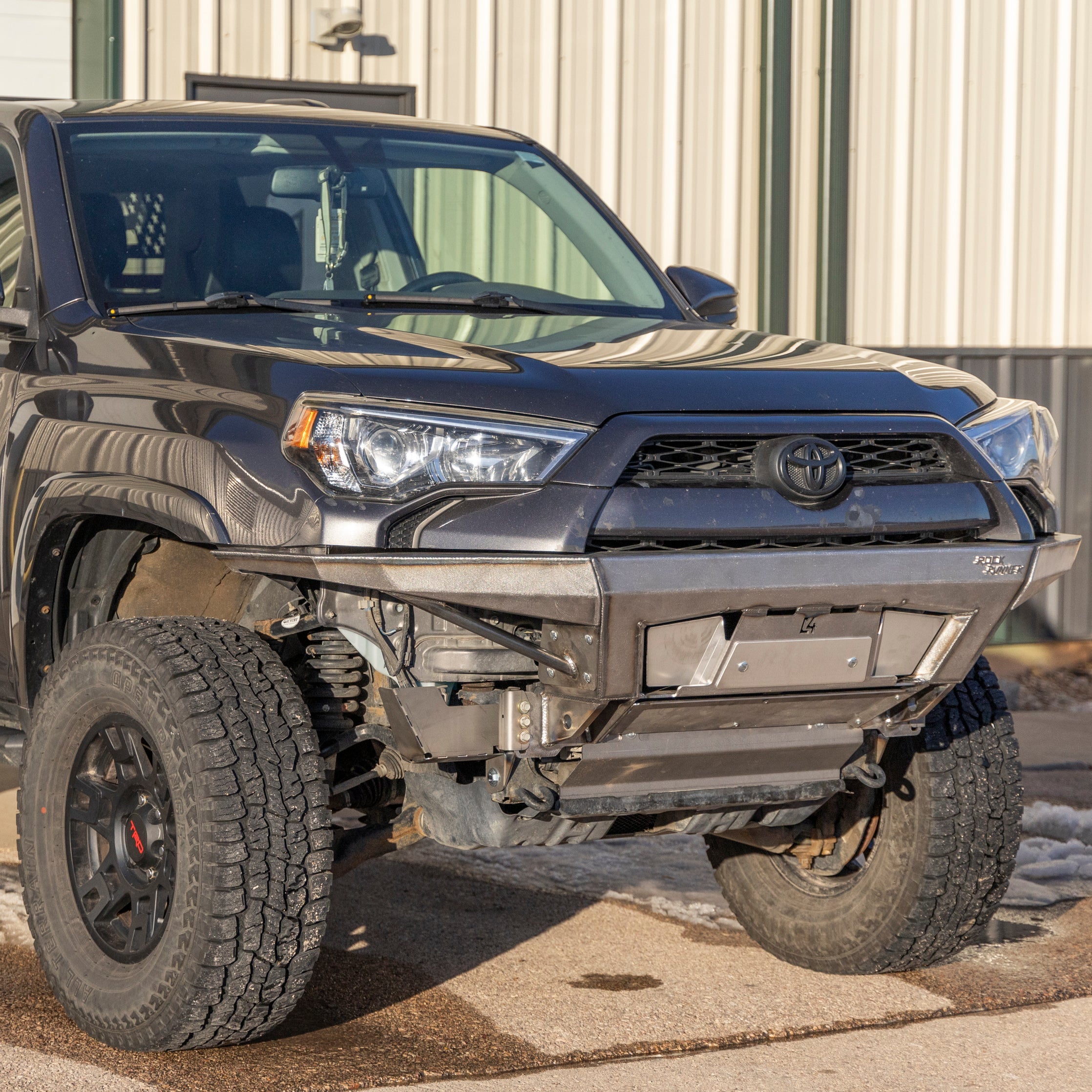 4Runner Rock Runner front bumper for 5th Gen models with 1-inch body lift, enhancing off-road capability and style.