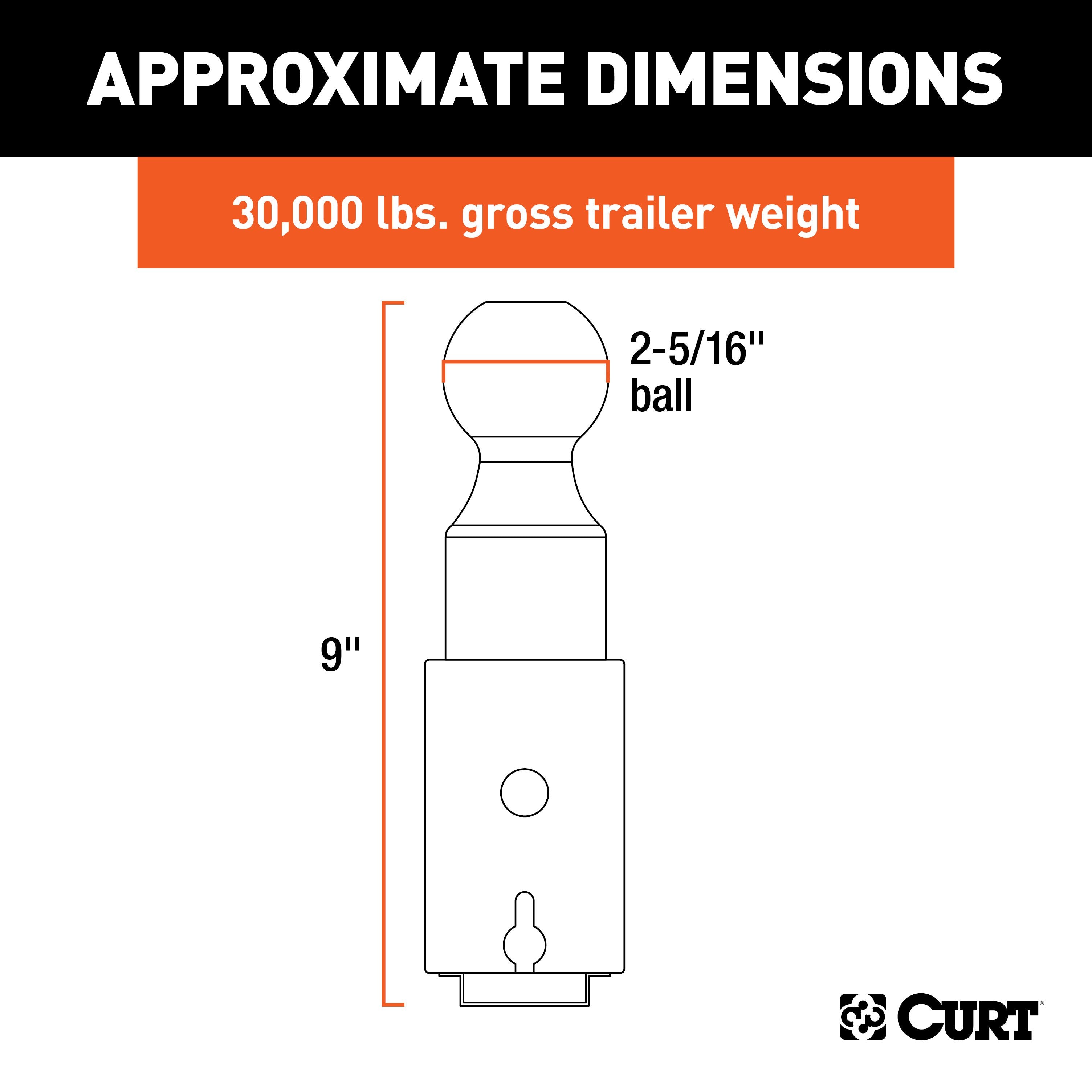 CURT Replacement Double Lock Gooseneck Ball, 30,000 lbs, 2-5/16-Inch Diameter Model 60616