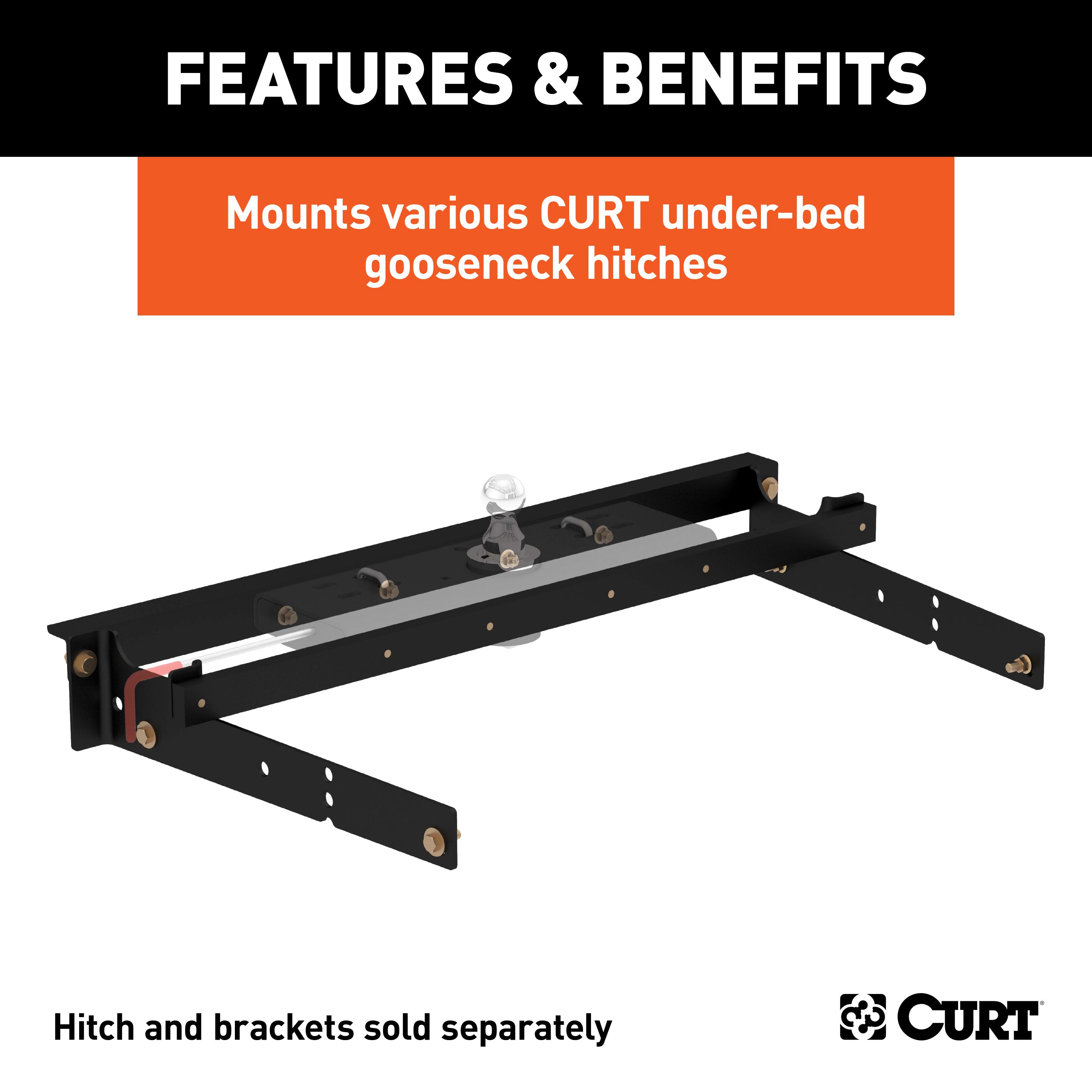 CURT Under-Bed Gooseneck Installation Brackets, Fits Select Chevrolet Silverado, GMC Sierra C / K Model 60631